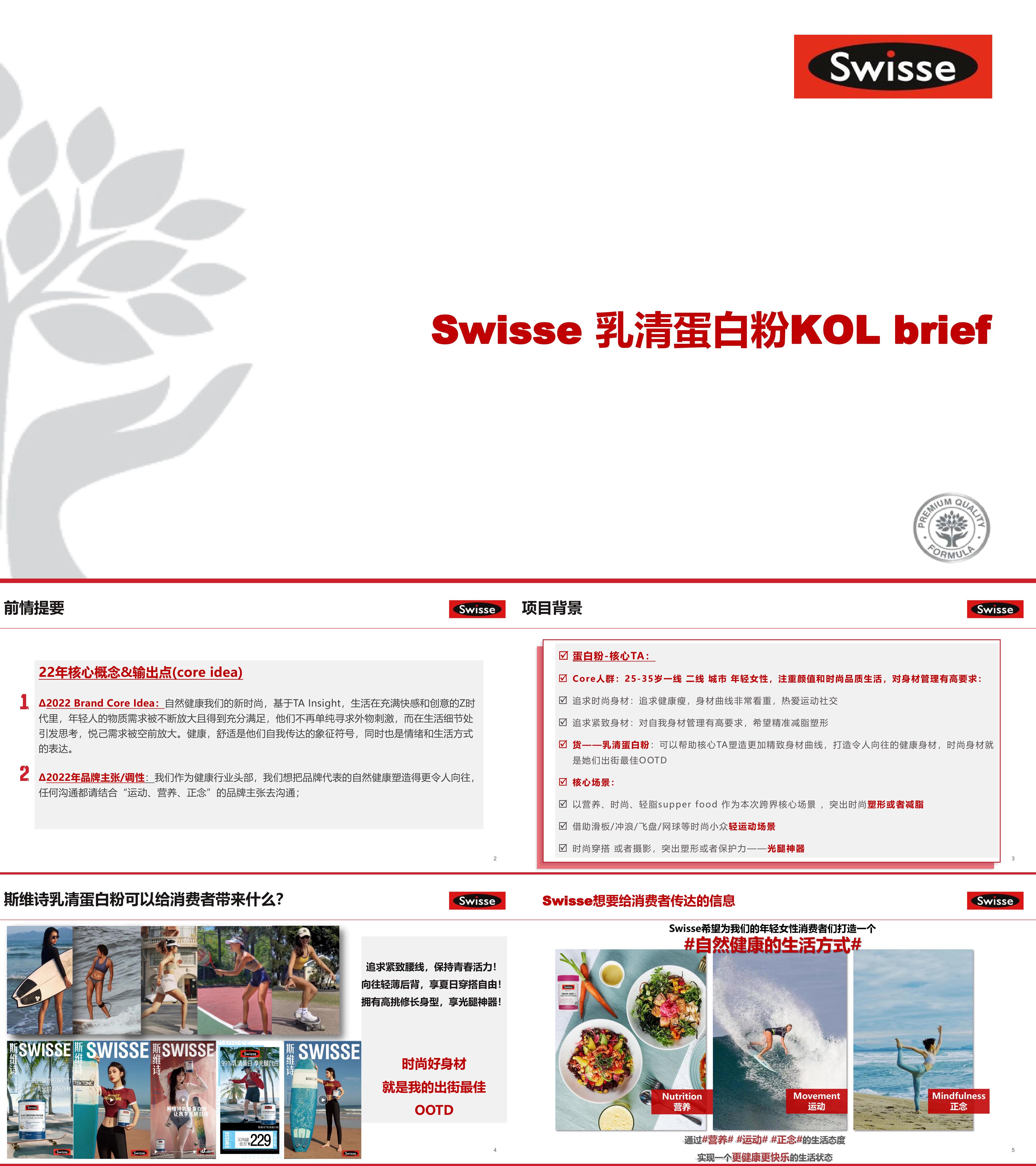 2022健身食品Swisse乳清蛋白粉KOL种草方案brief