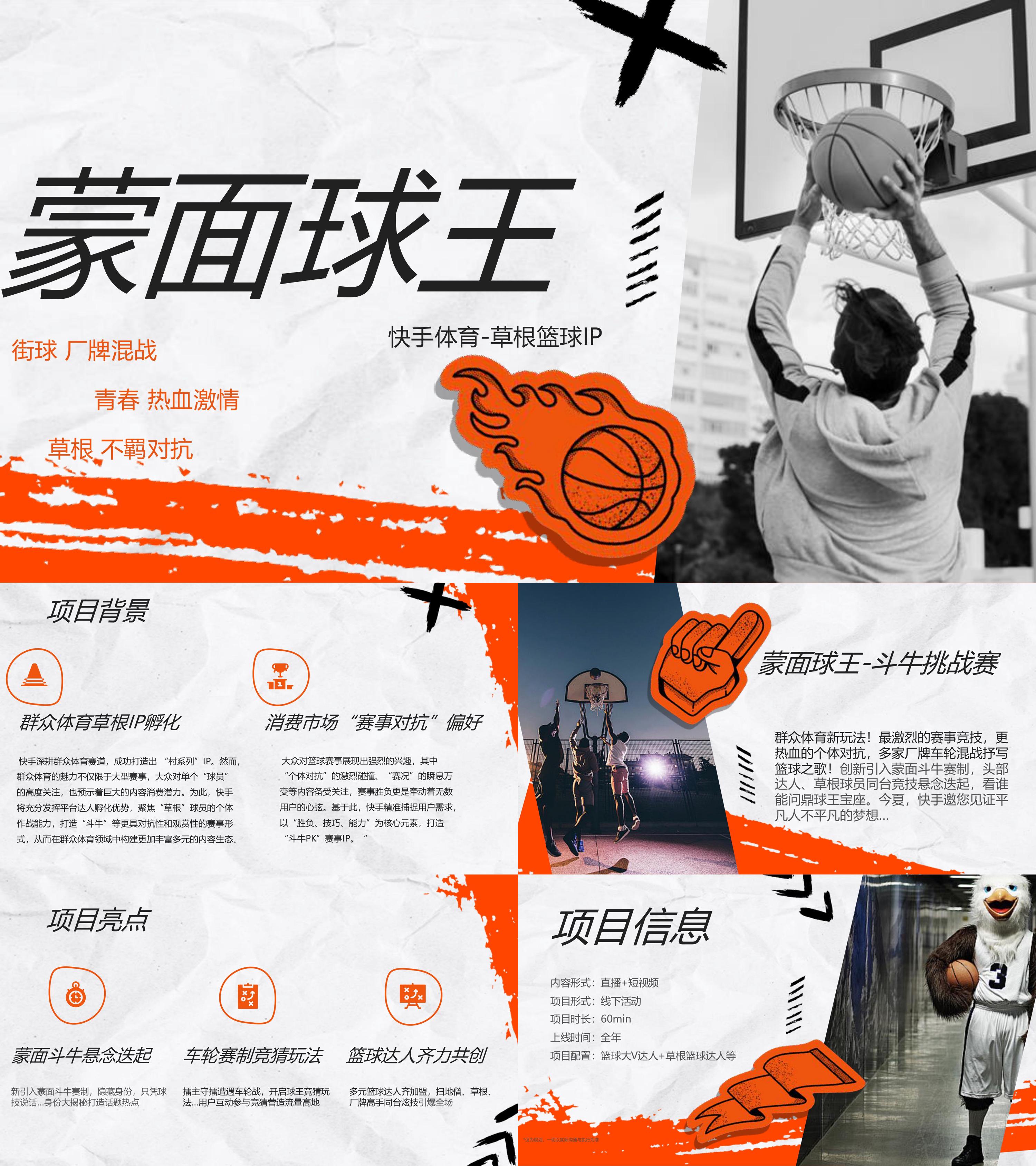 快手蒙面球王斗牛挑战草根篮球IP招商方案