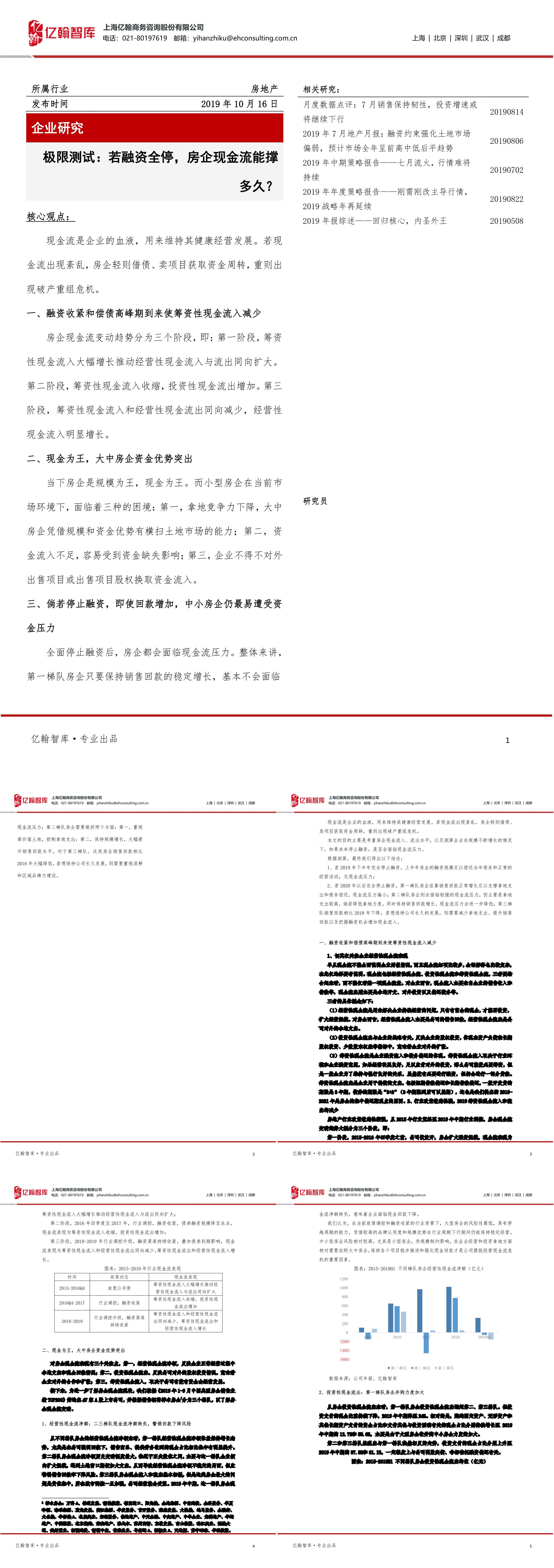 房地产企业研究极限测试若融资全停房企现金流能撑多久报告