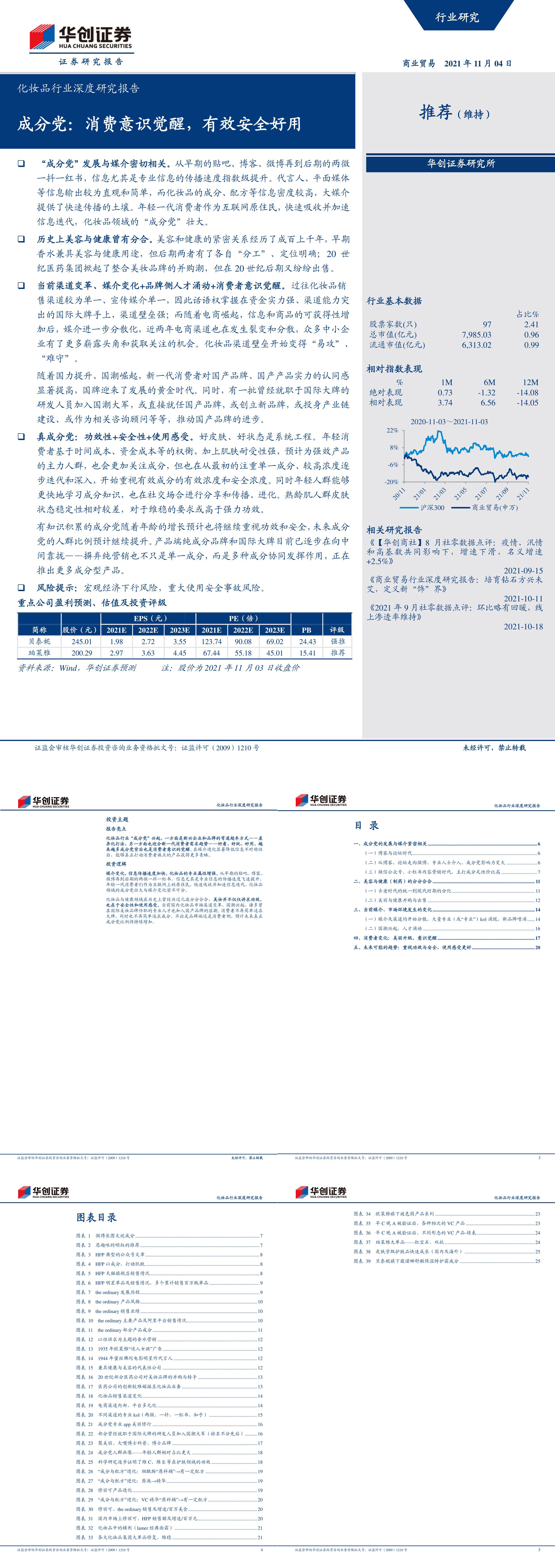 化妆品行业深度研究报告成分党消费意识觉醒有效安全好用华创证券