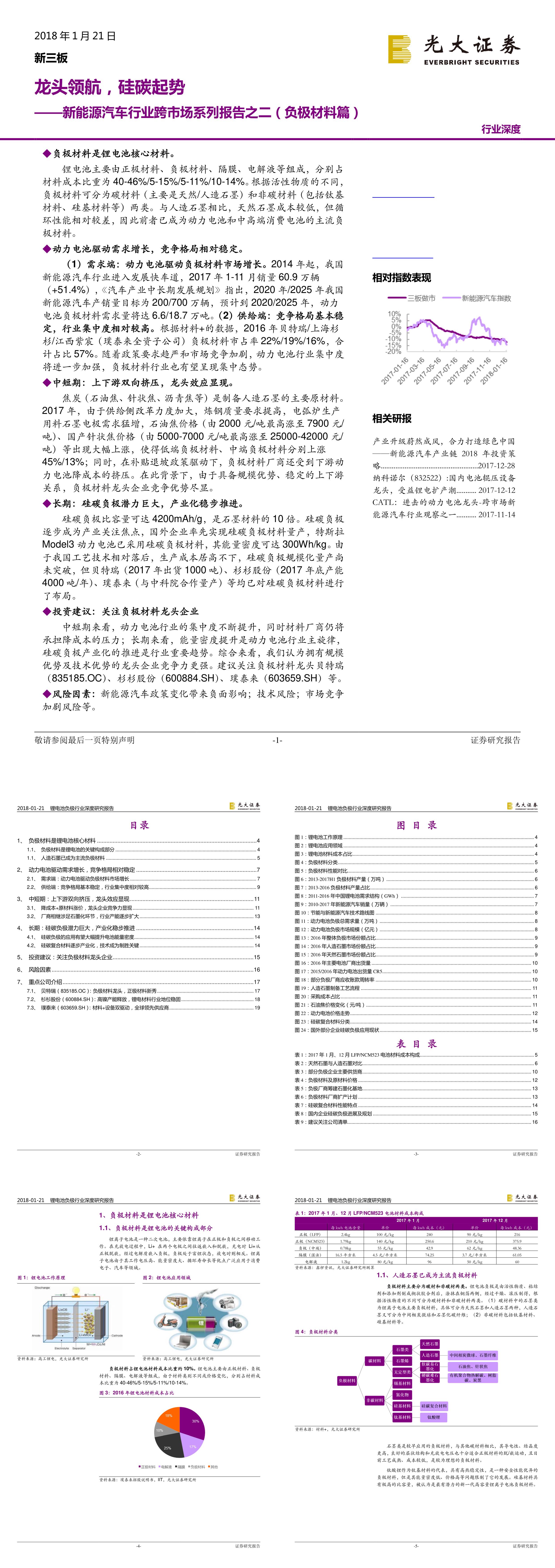 新能源汽车行业跨市场系列报告之二负极材料篇龙头领航硅碳起势