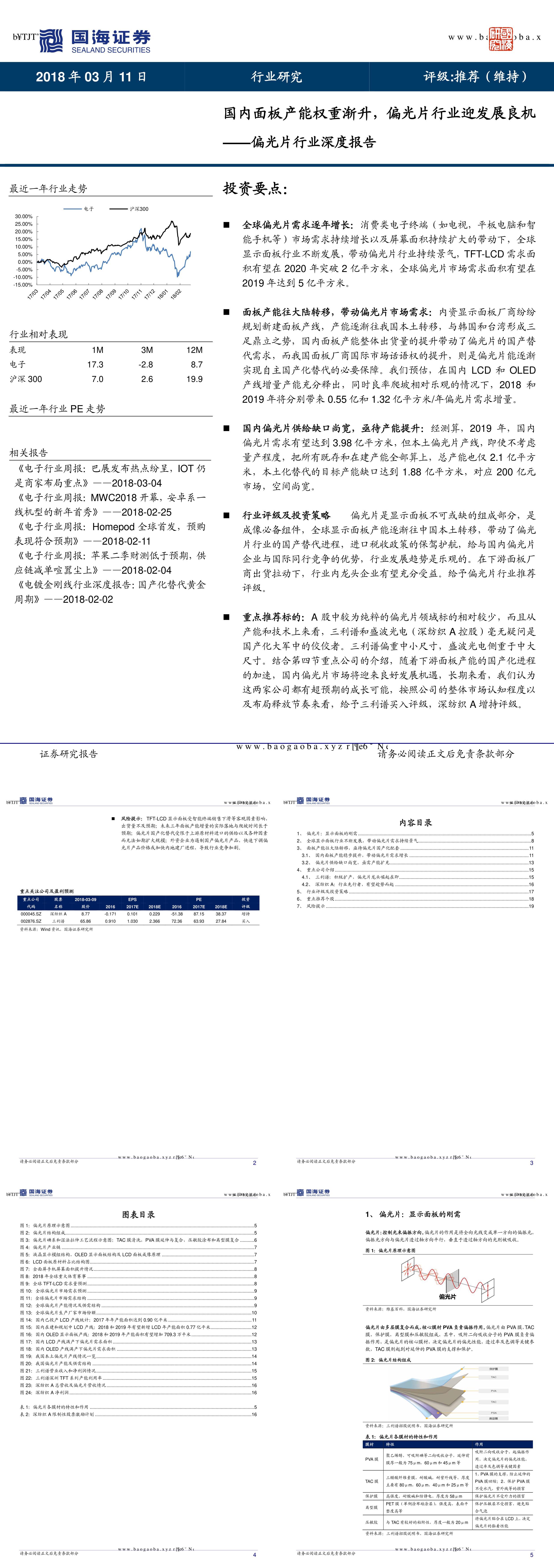 偏光片行业深度报告国内面板产能权重渐升偏光片行业迎发展良机