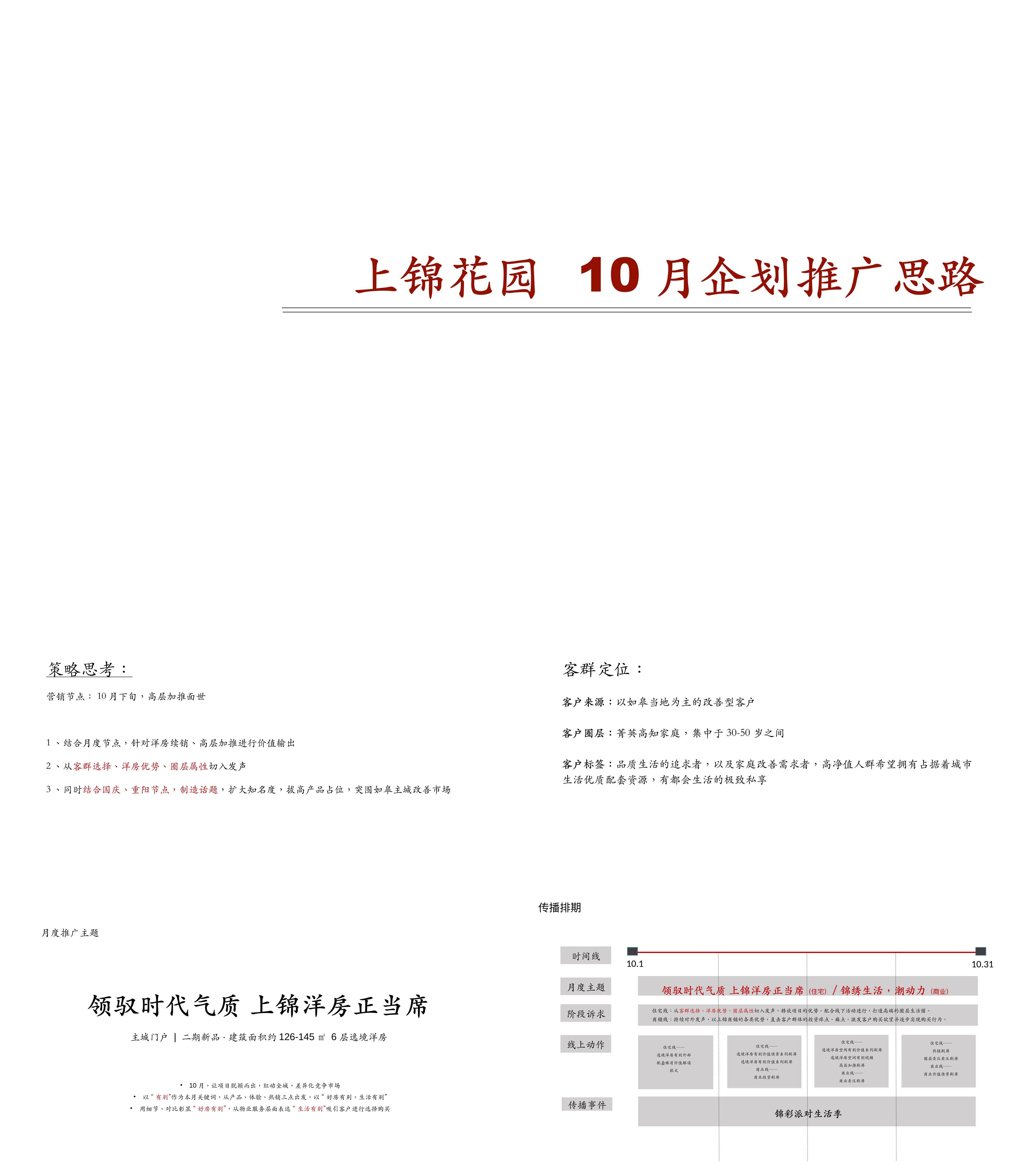 中南上锦花园10月推广策划案