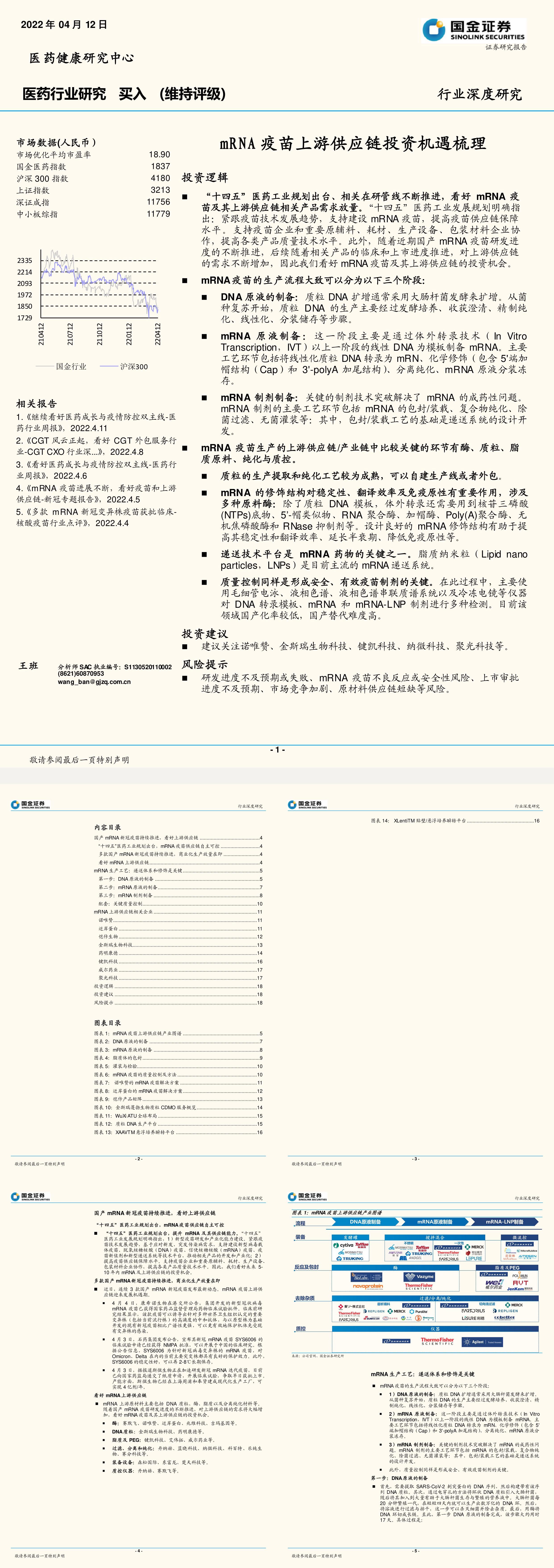 医药行业深度研究mRNA疫苗上游供应链投资机遇梳理国金证券