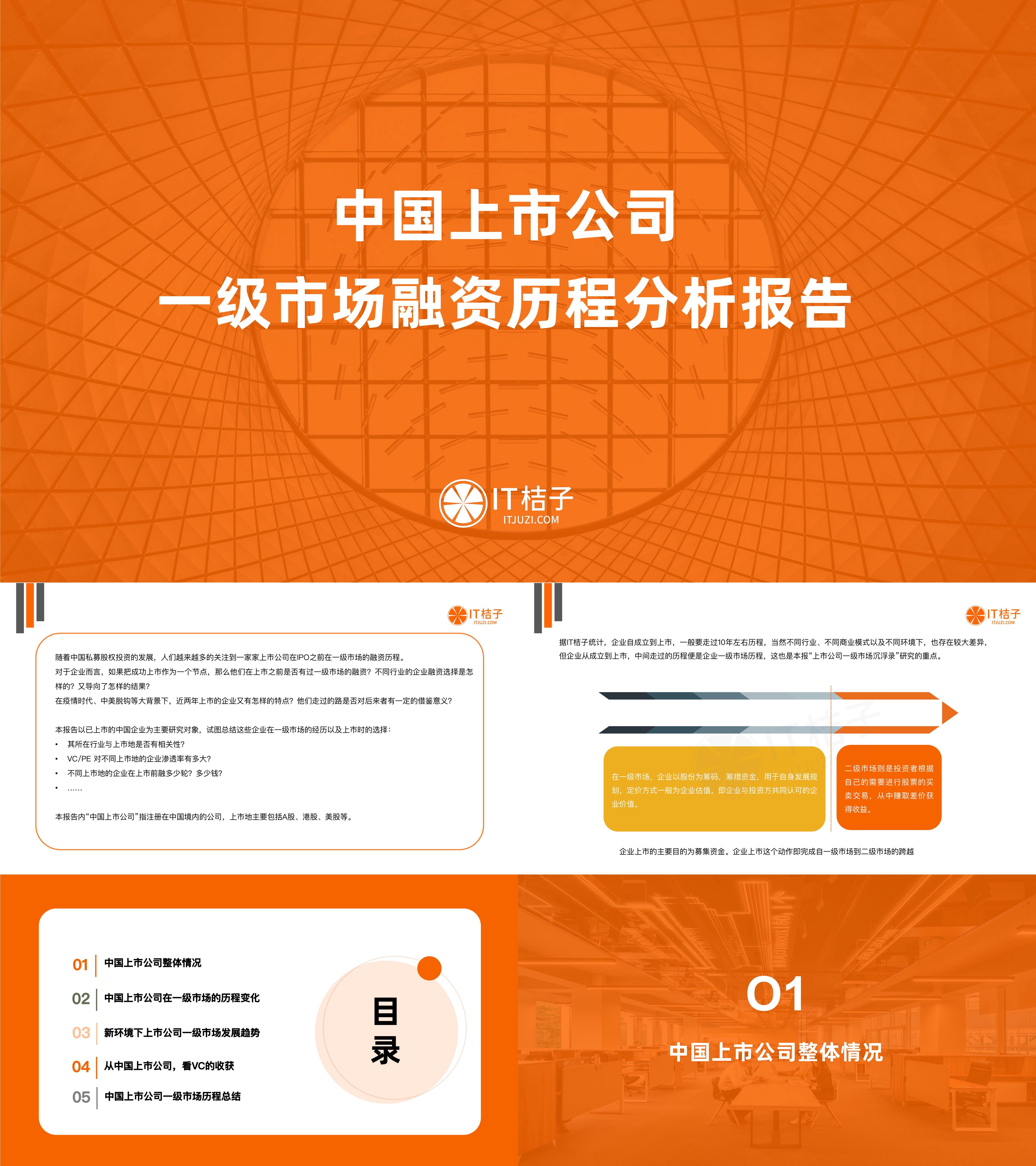 IT桔子中国上市企业一级市场融资历程分析报告