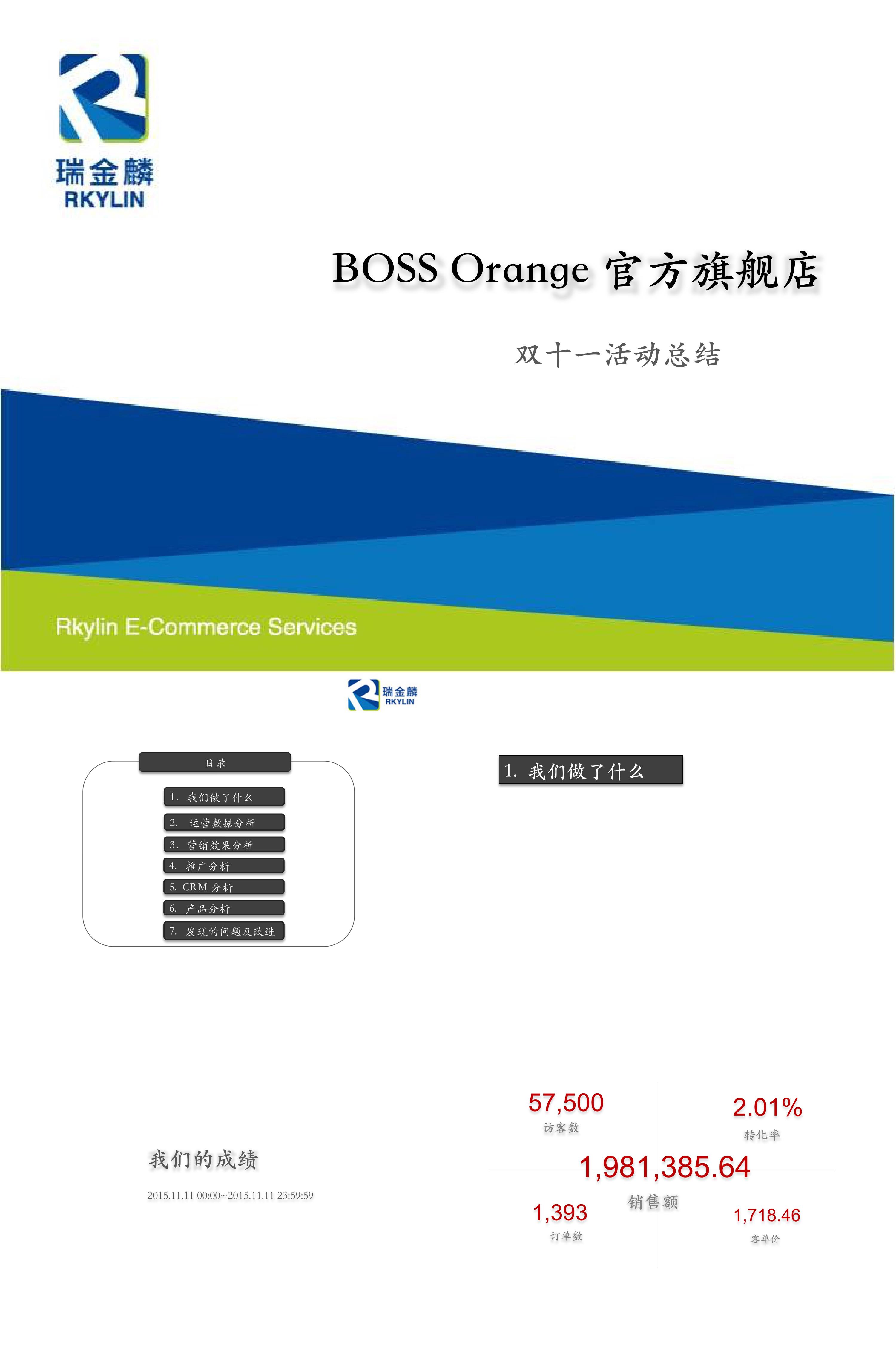 BOSS Oranges双十一总结