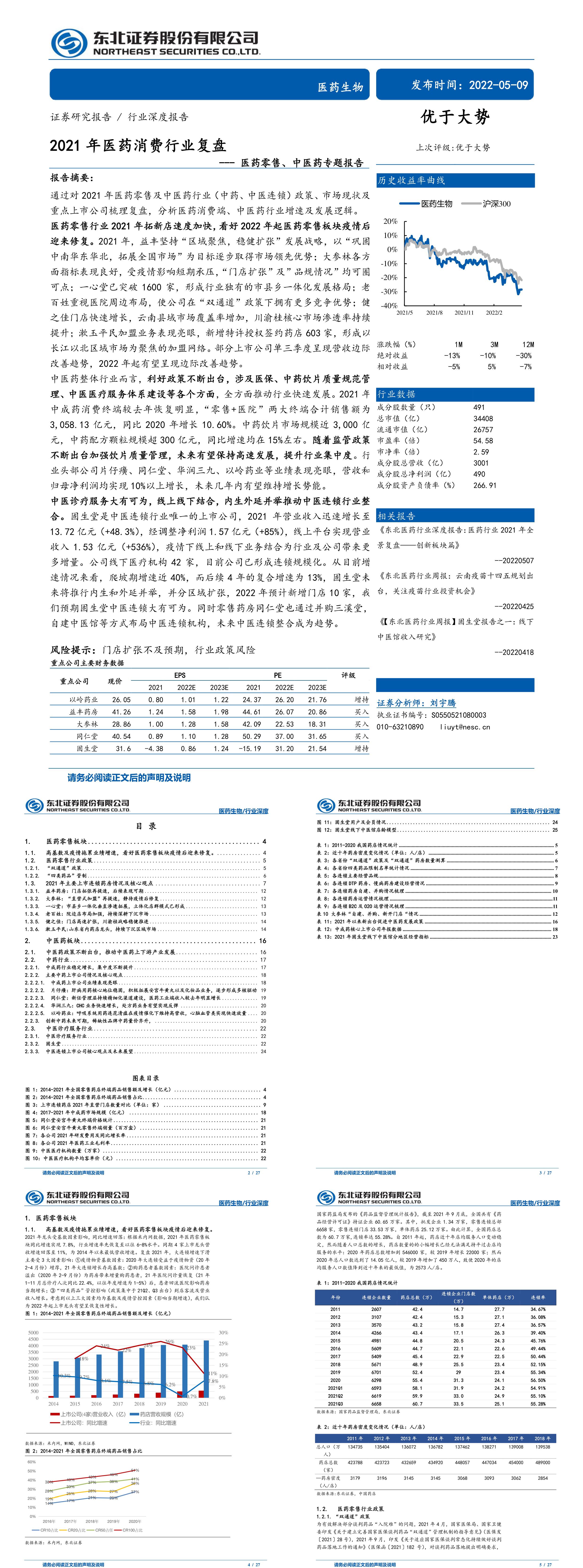 医药生物行业医药零售中医药专题报告2021年医药消费行业复盘