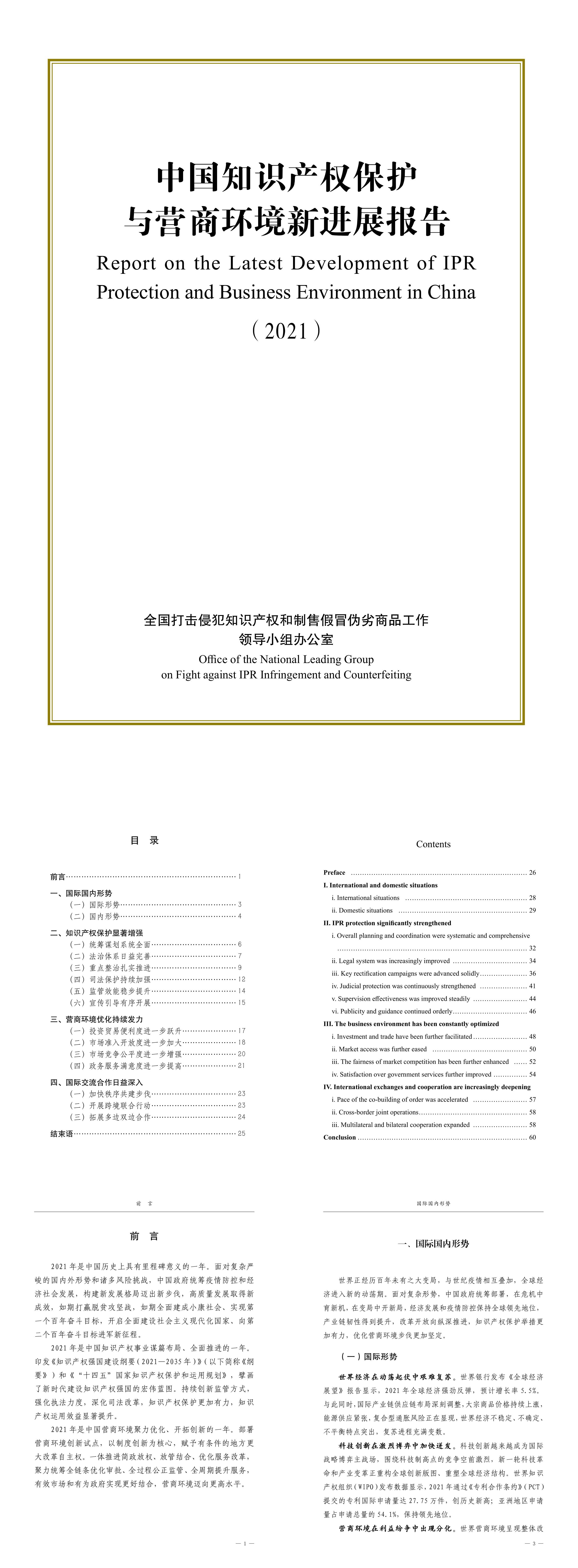 中国知识产权保护与营商环境新进展报告