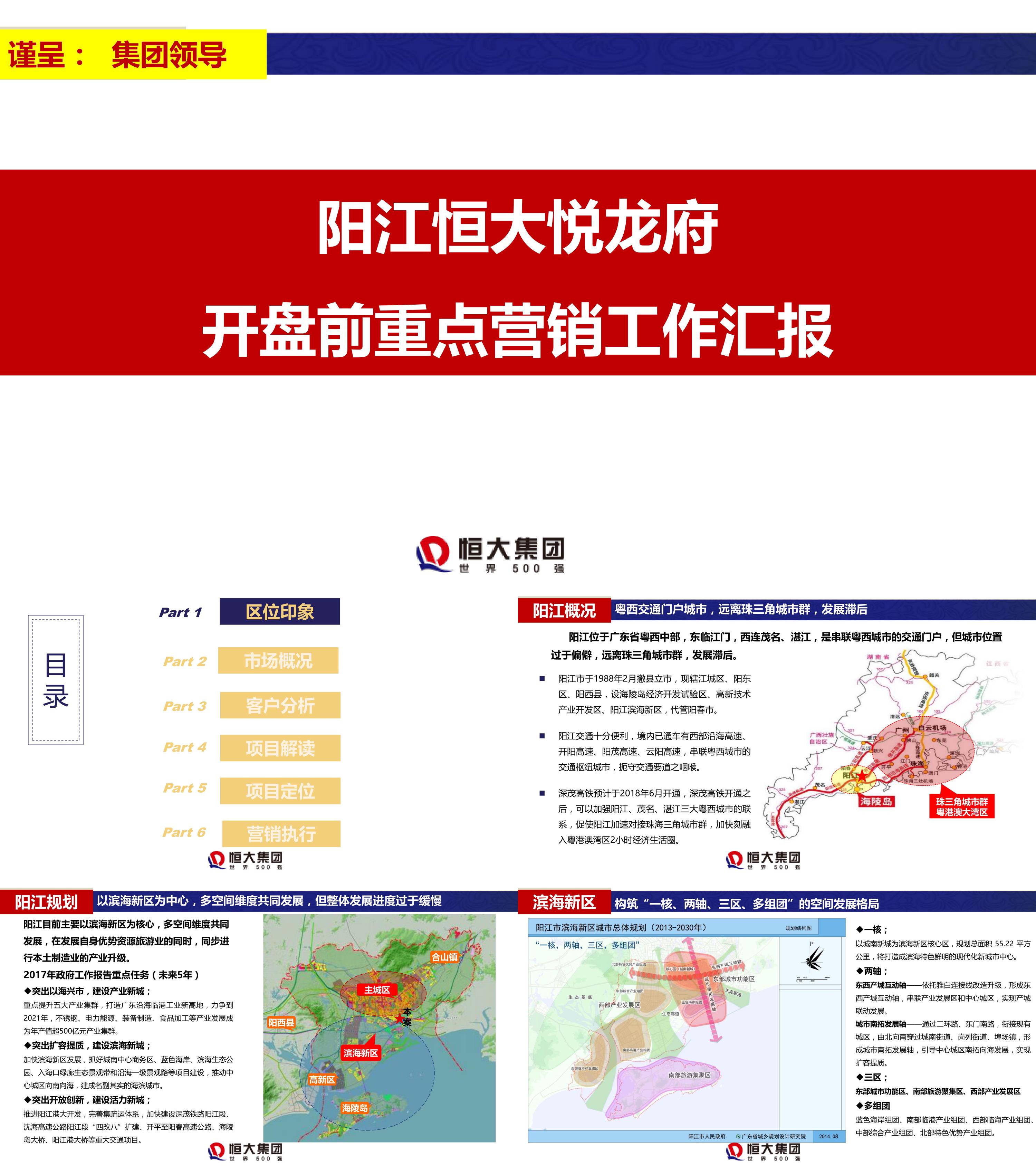 恒大悦龙府开盘前重点营销工作汇报