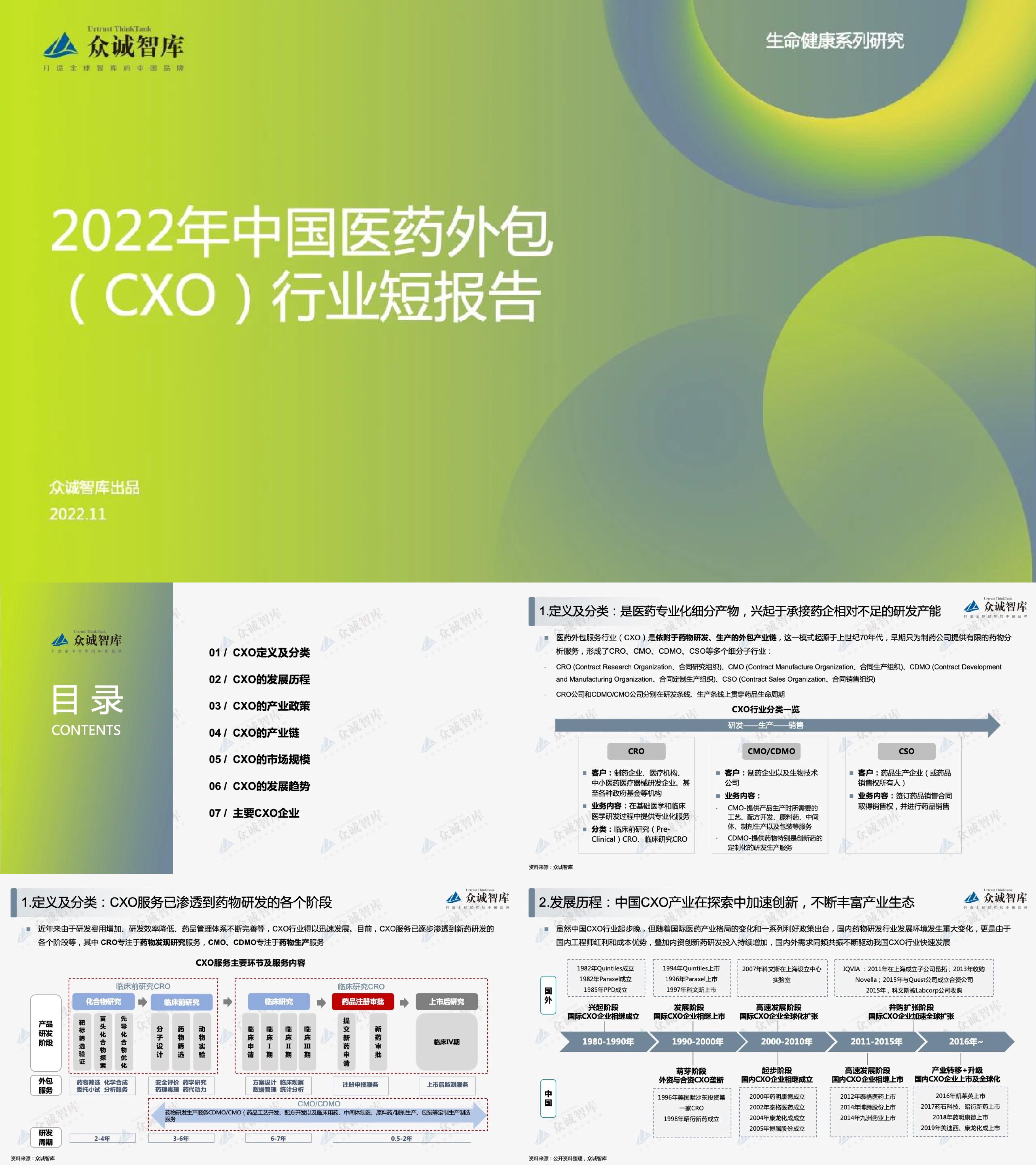 众诚智库中国医药外包CXO行业短报告