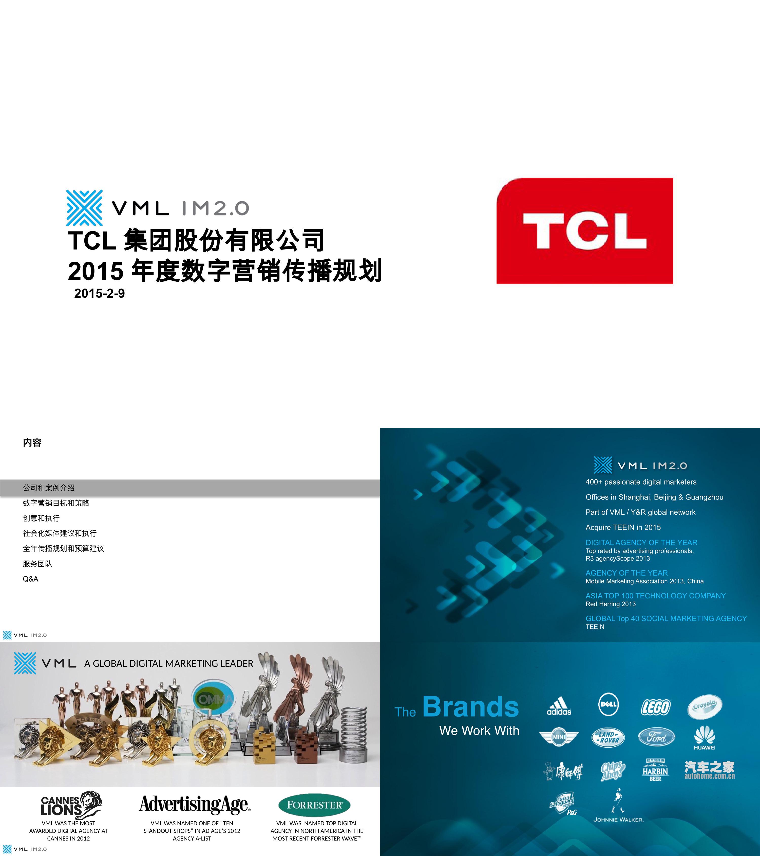 VML TCL 年度数字营销传播规划