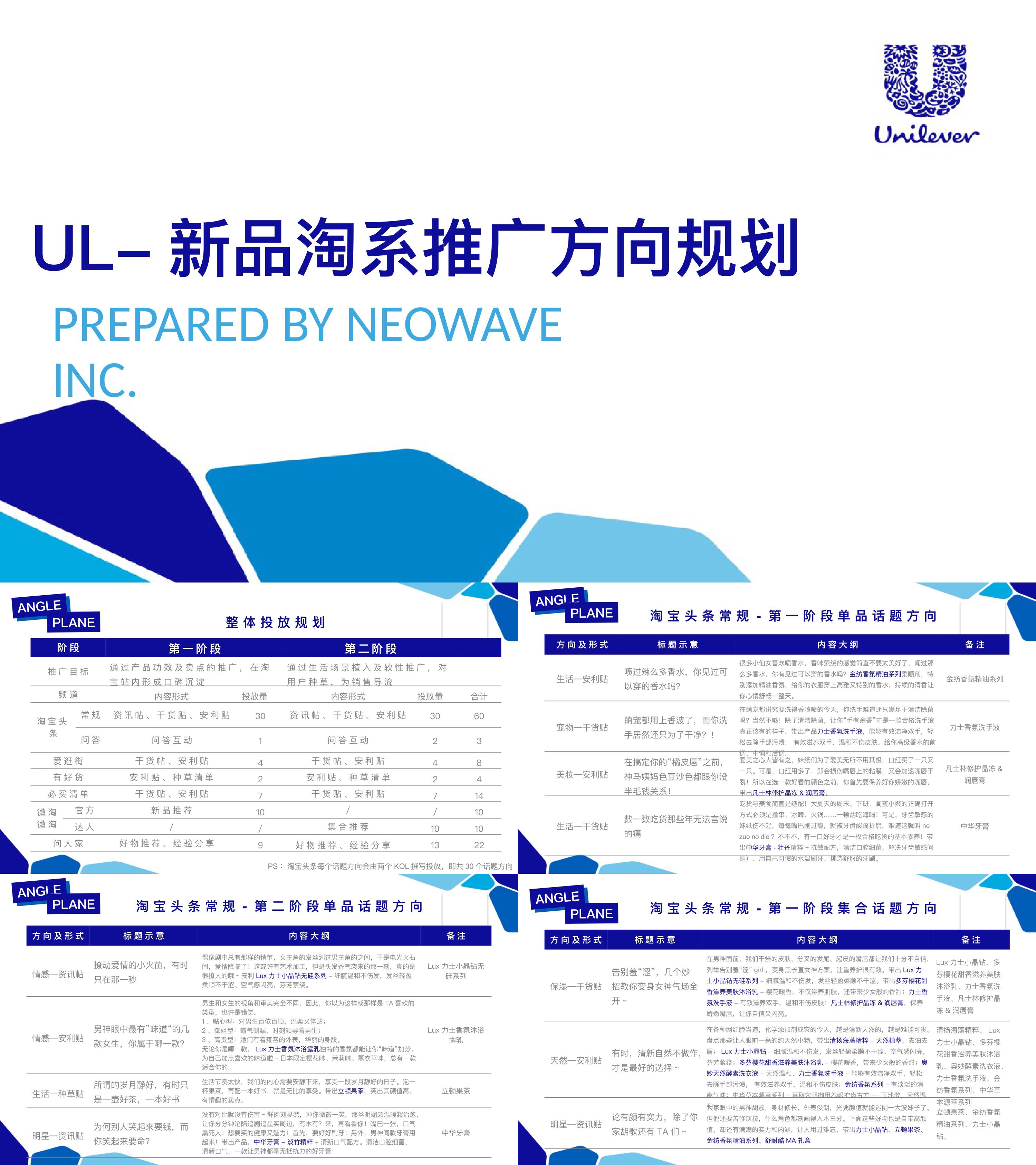 联合利华新品淘宝系推广执行方案