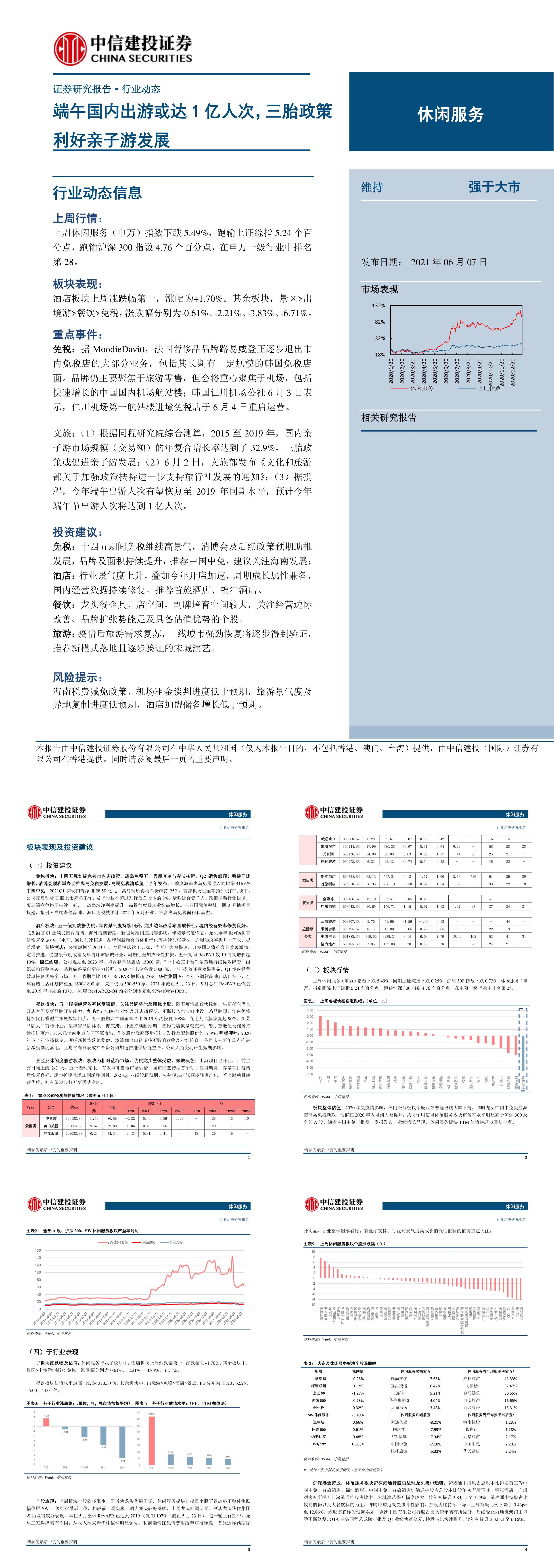 休闲服务行业动态端午国内出游或达1亿人次三胎政策利好亲子