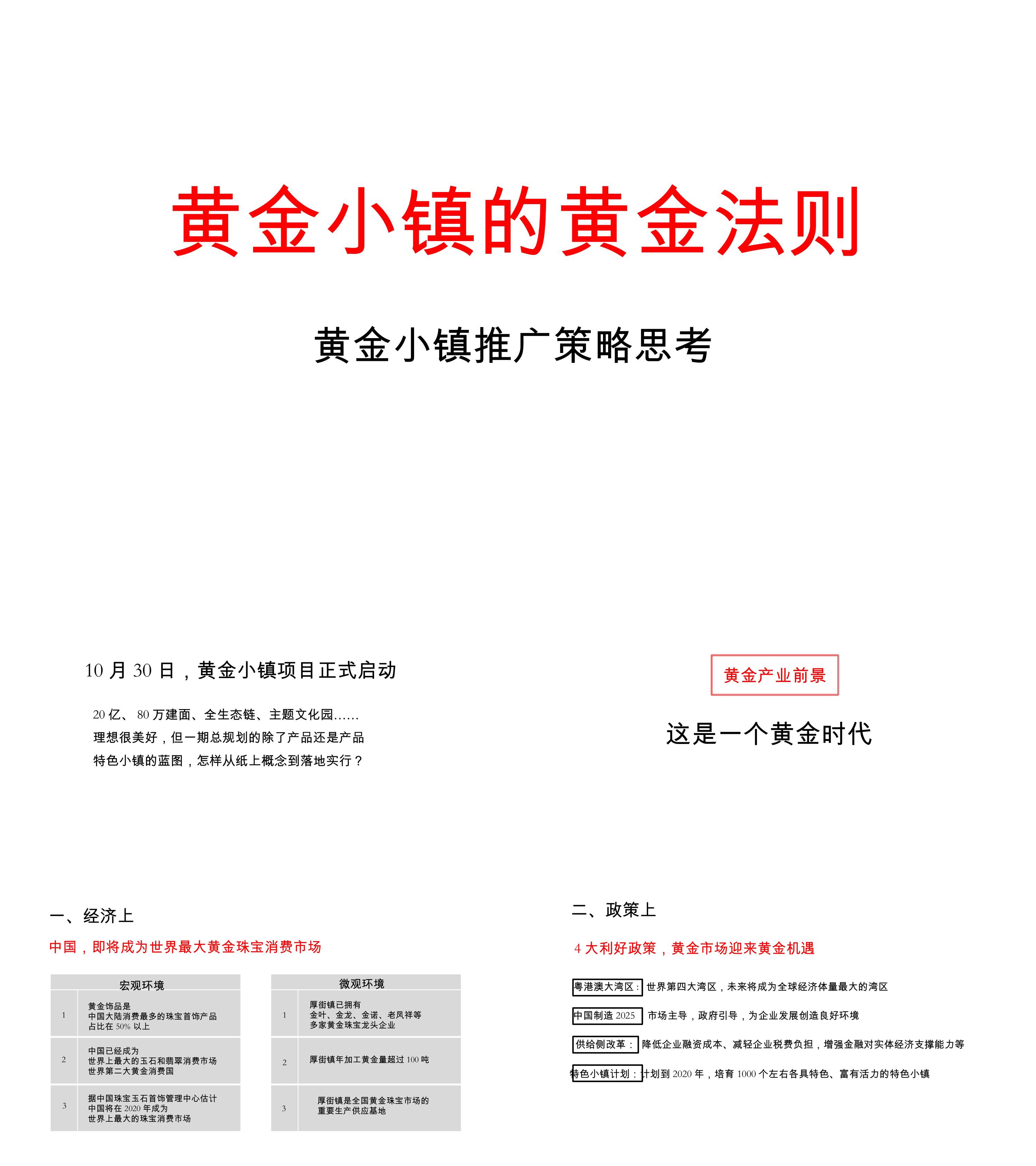 广东东莞黄金产业小镇推广策略案