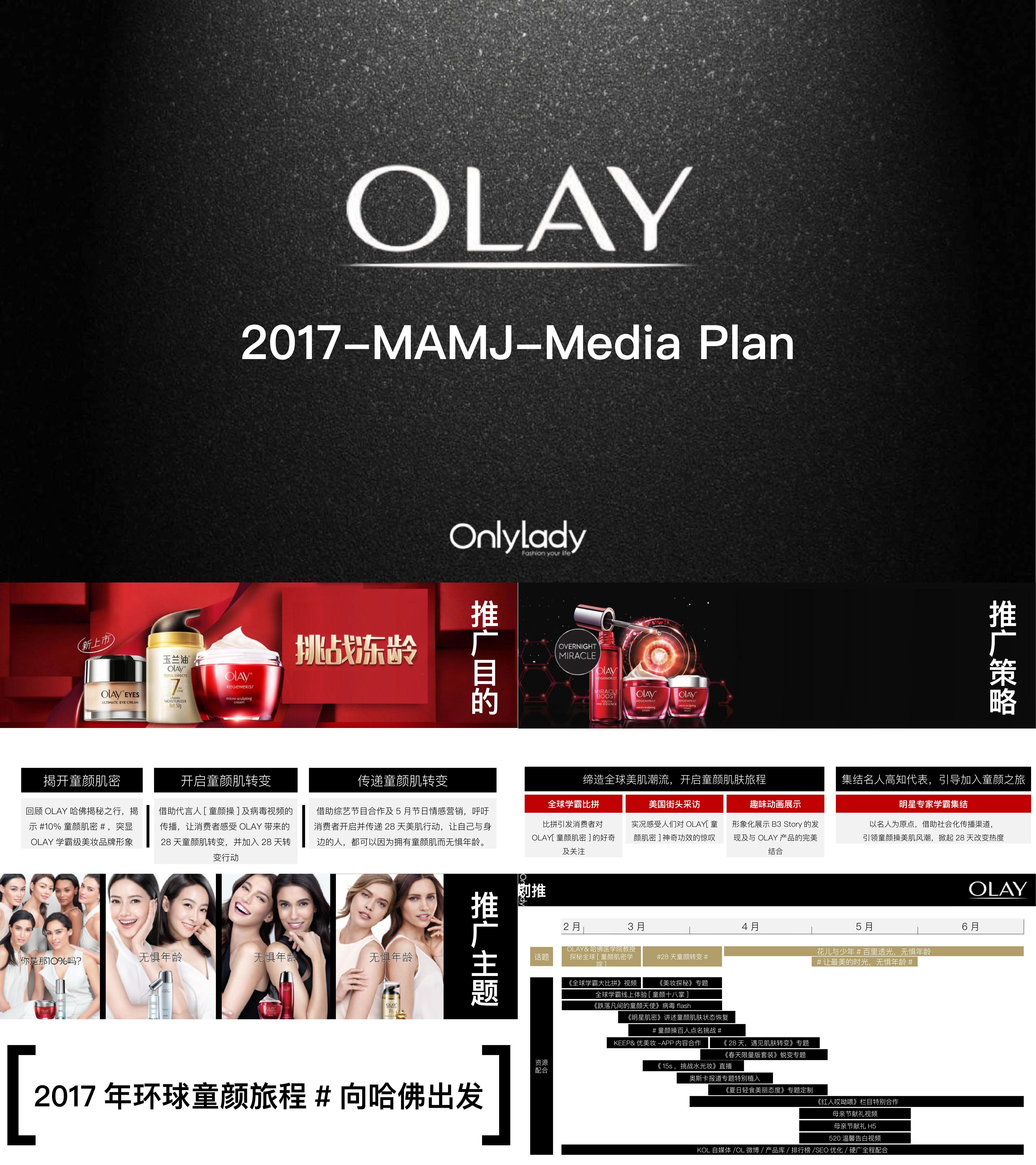 化妆品牌Onlylady&OLAY 2017 MAMJ Media Plan主题活动策划方案