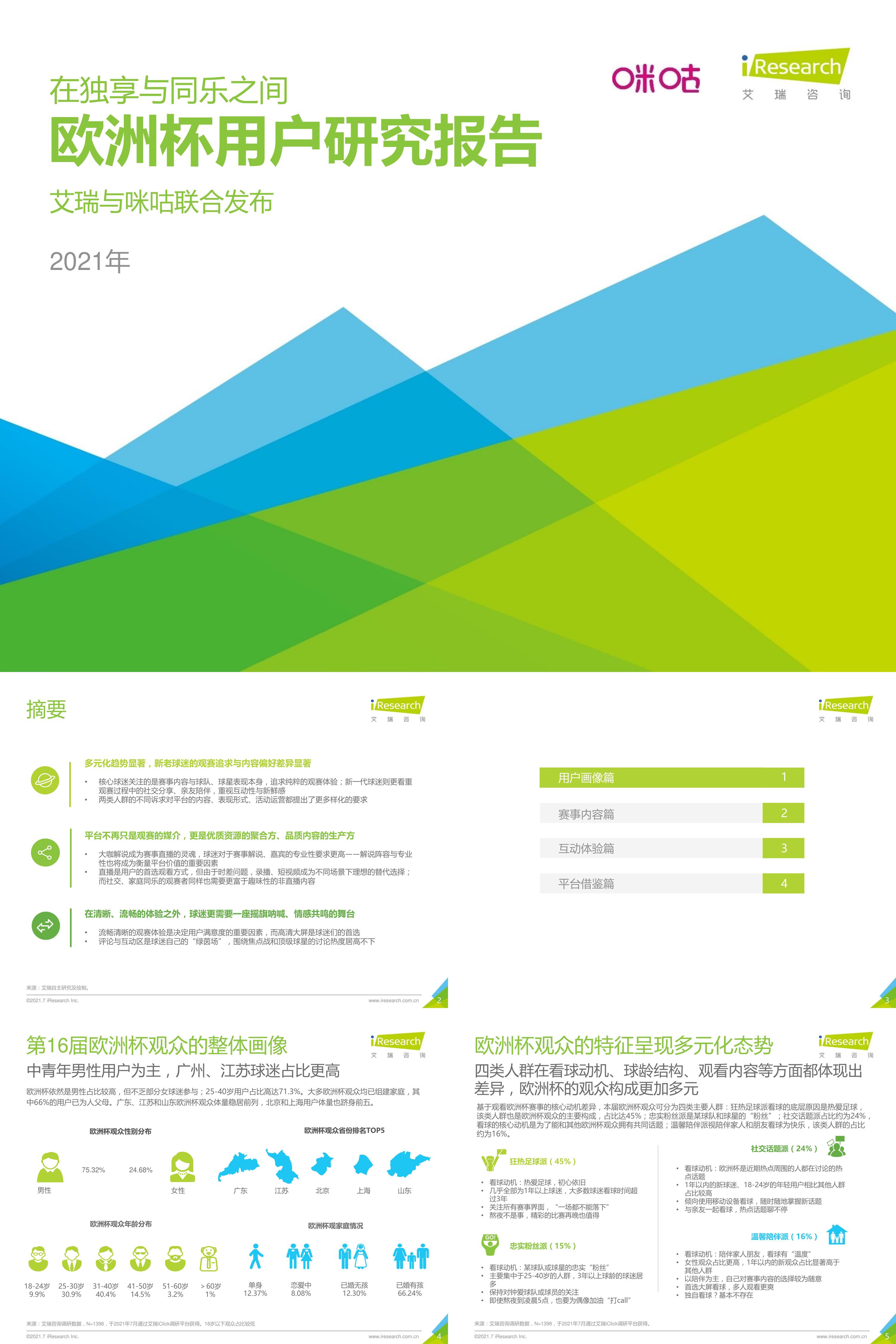 艾瑞咨询2021年欧洲杯用户研究报告