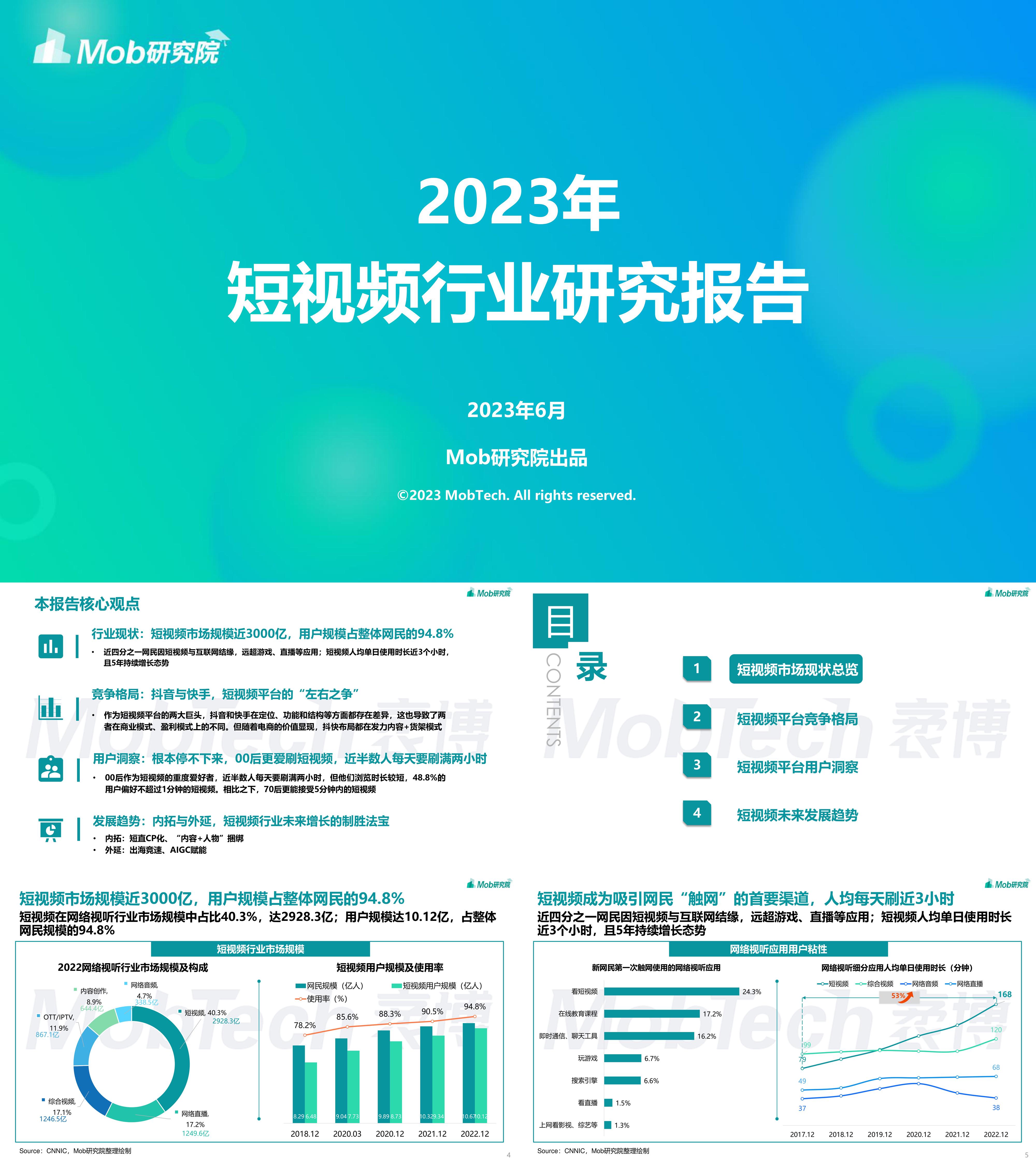 Mob研究院：2023年短视频行业研究报告