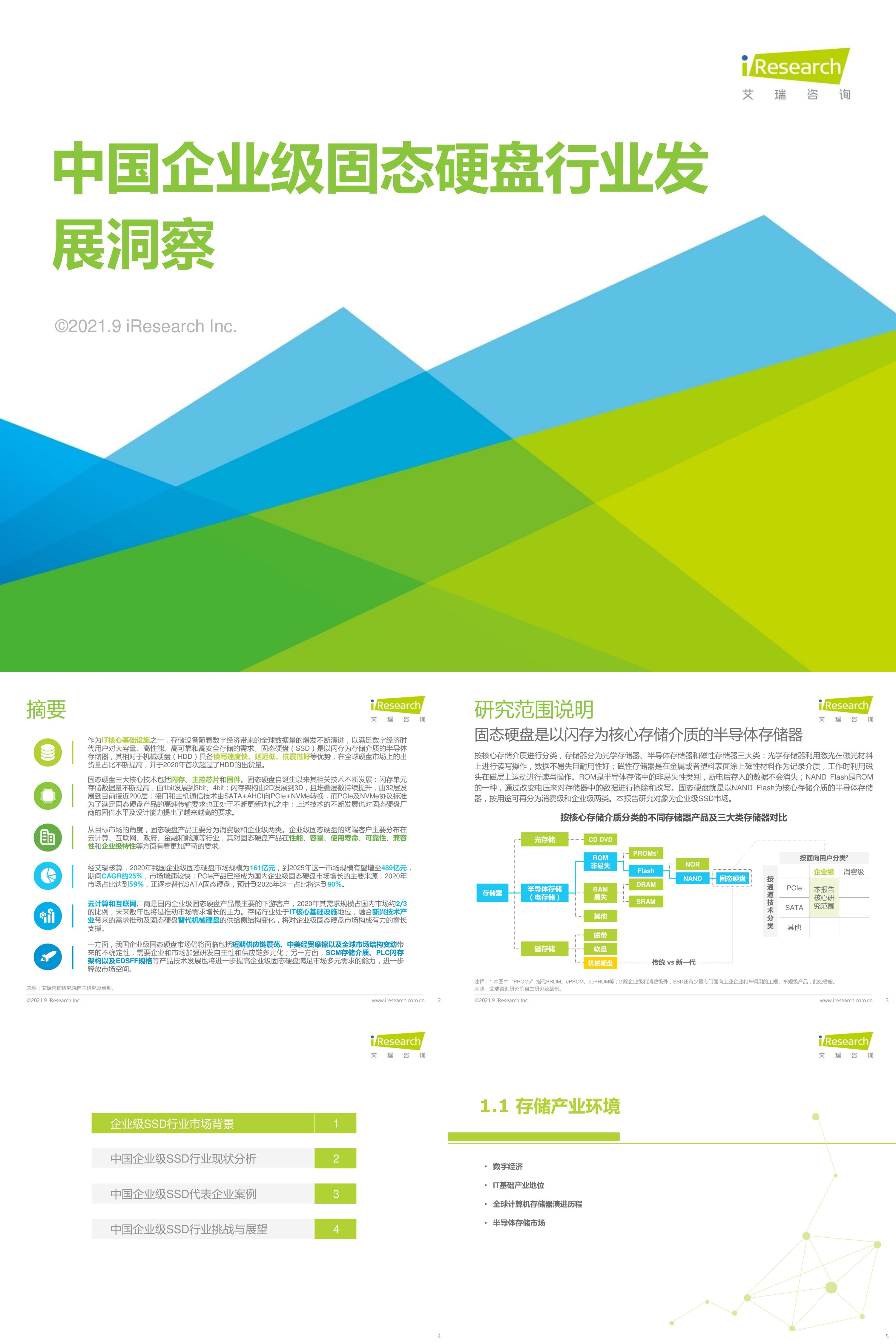 艾瑞咨询2021年中国企业级SSD行业发展洞察报告