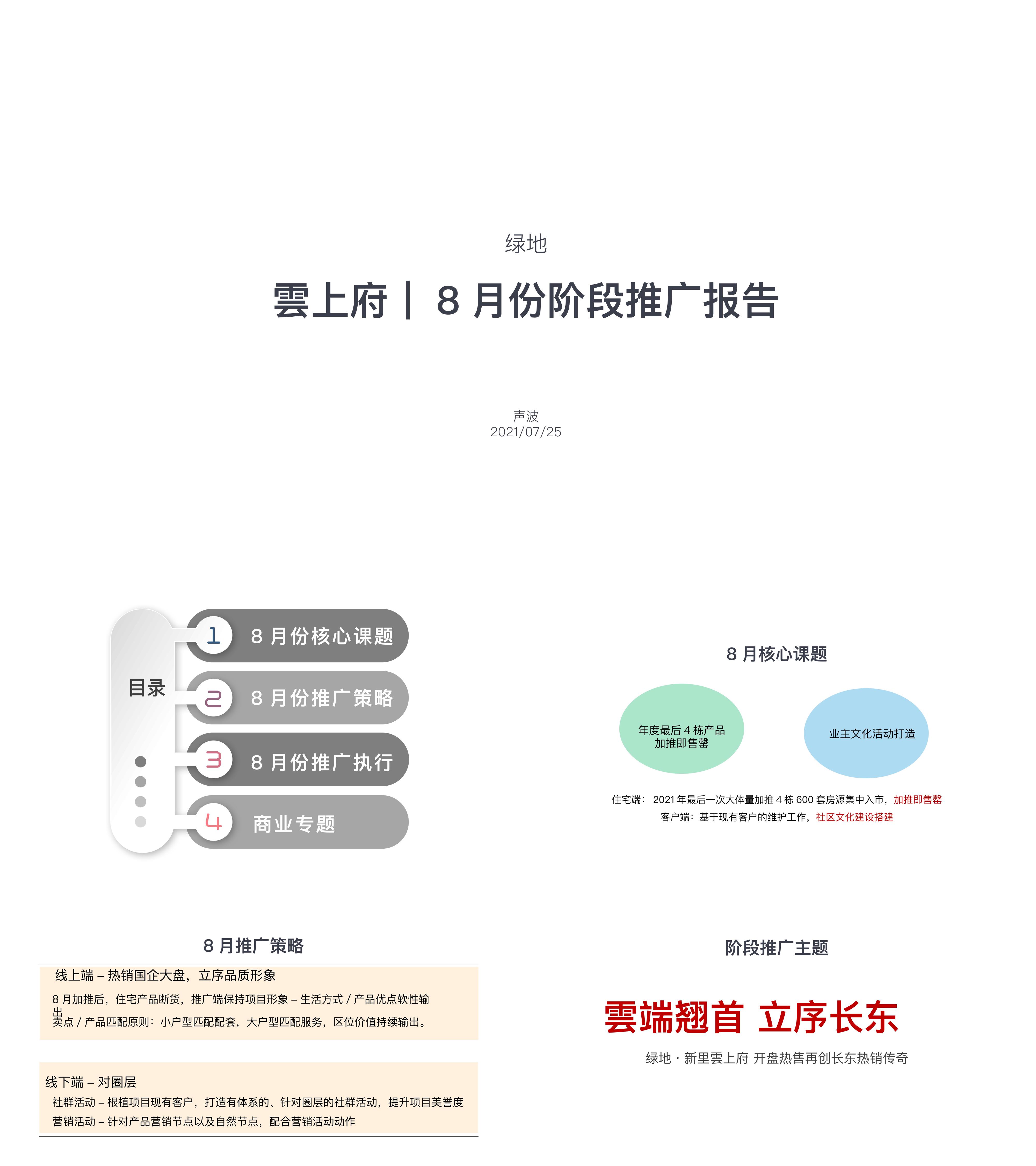 绿地雲上府8月份阶段推广策略报告