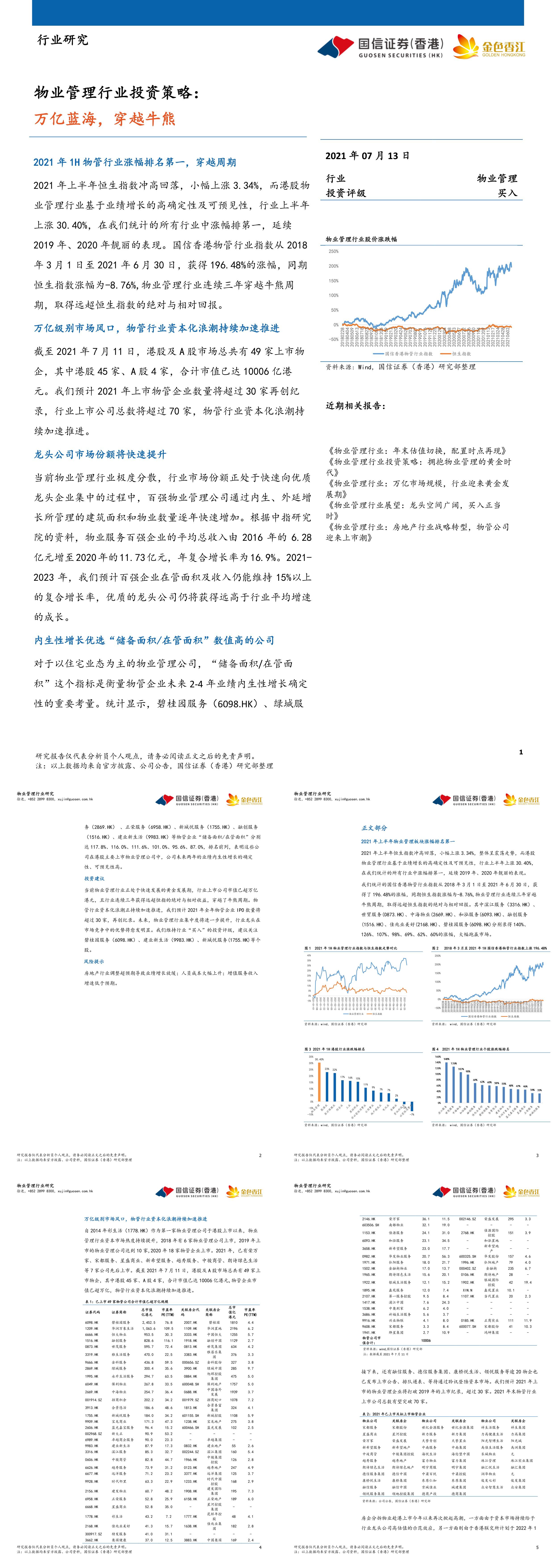 物业管理行业投资策略万亿蓝海穿越牛熊国信证券香港