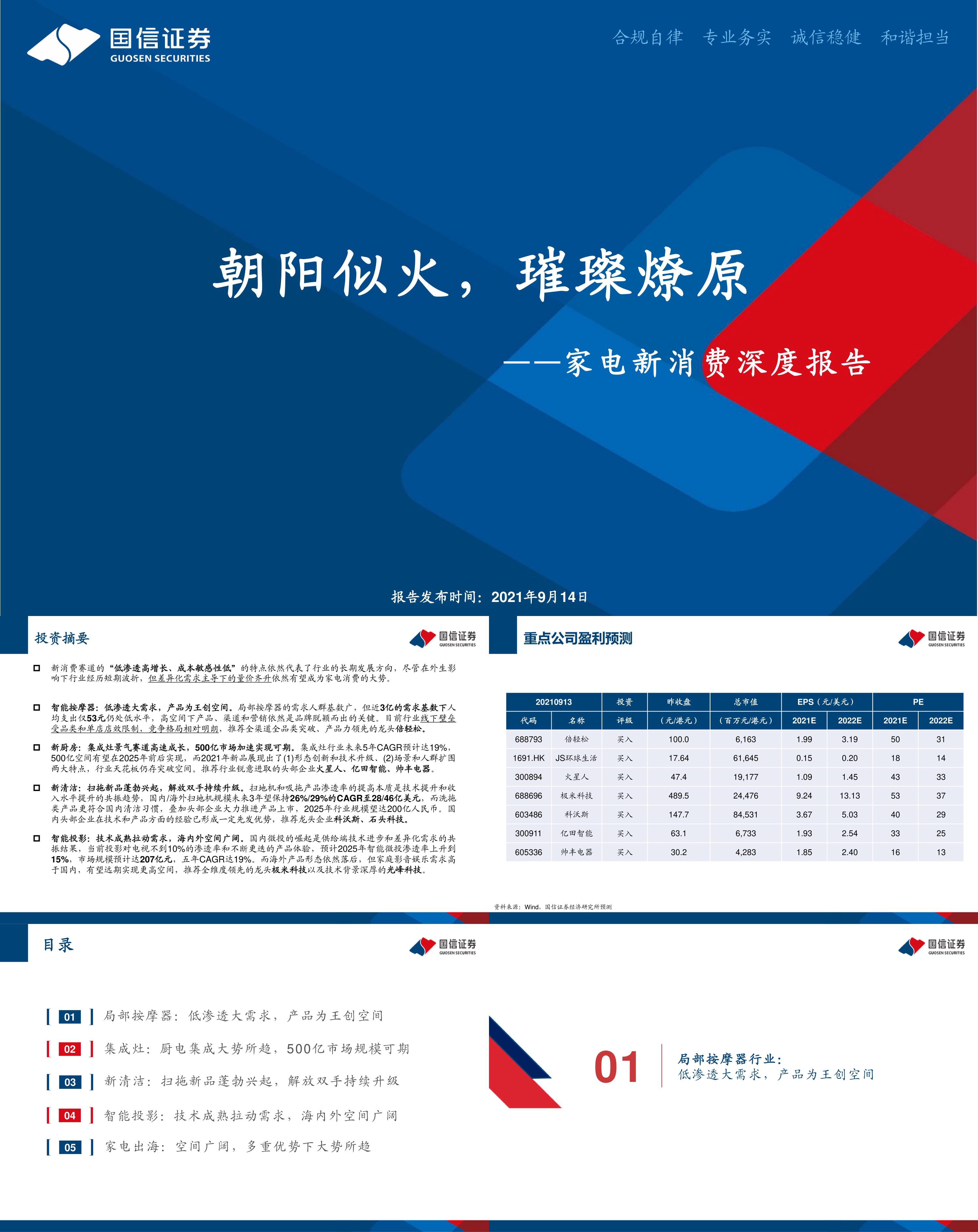 家电行业新消费深度报告朝阳似火璀璨燎原国信证券