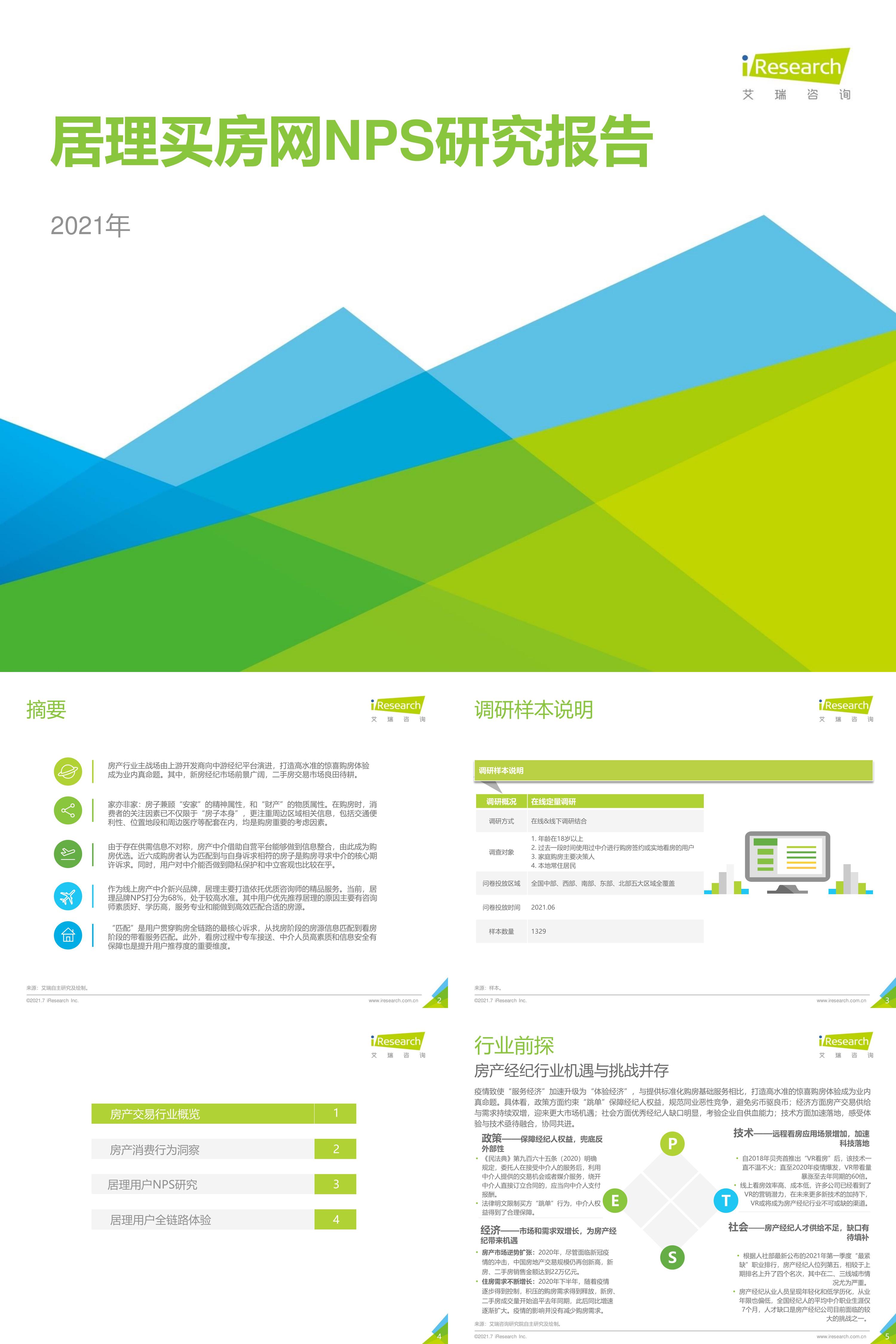 艾瑞咨询2021年居理买房网NPS研究报告