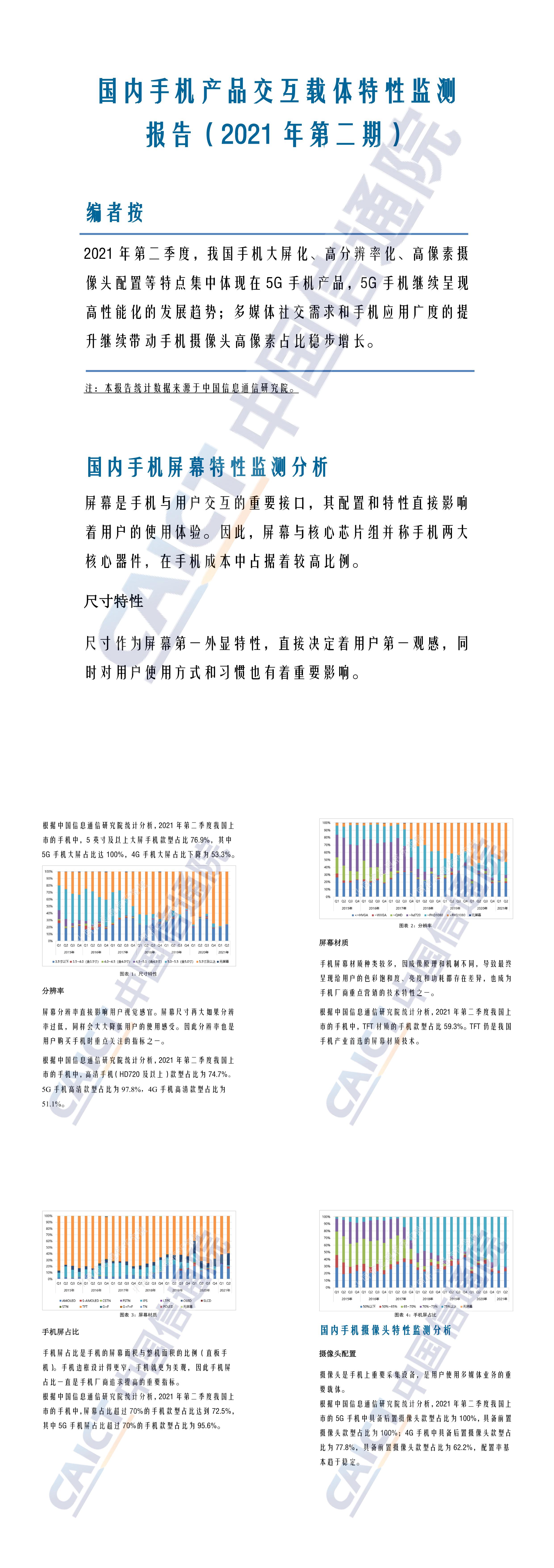 国内手机产品交互载体特性监测报告2021年第二期