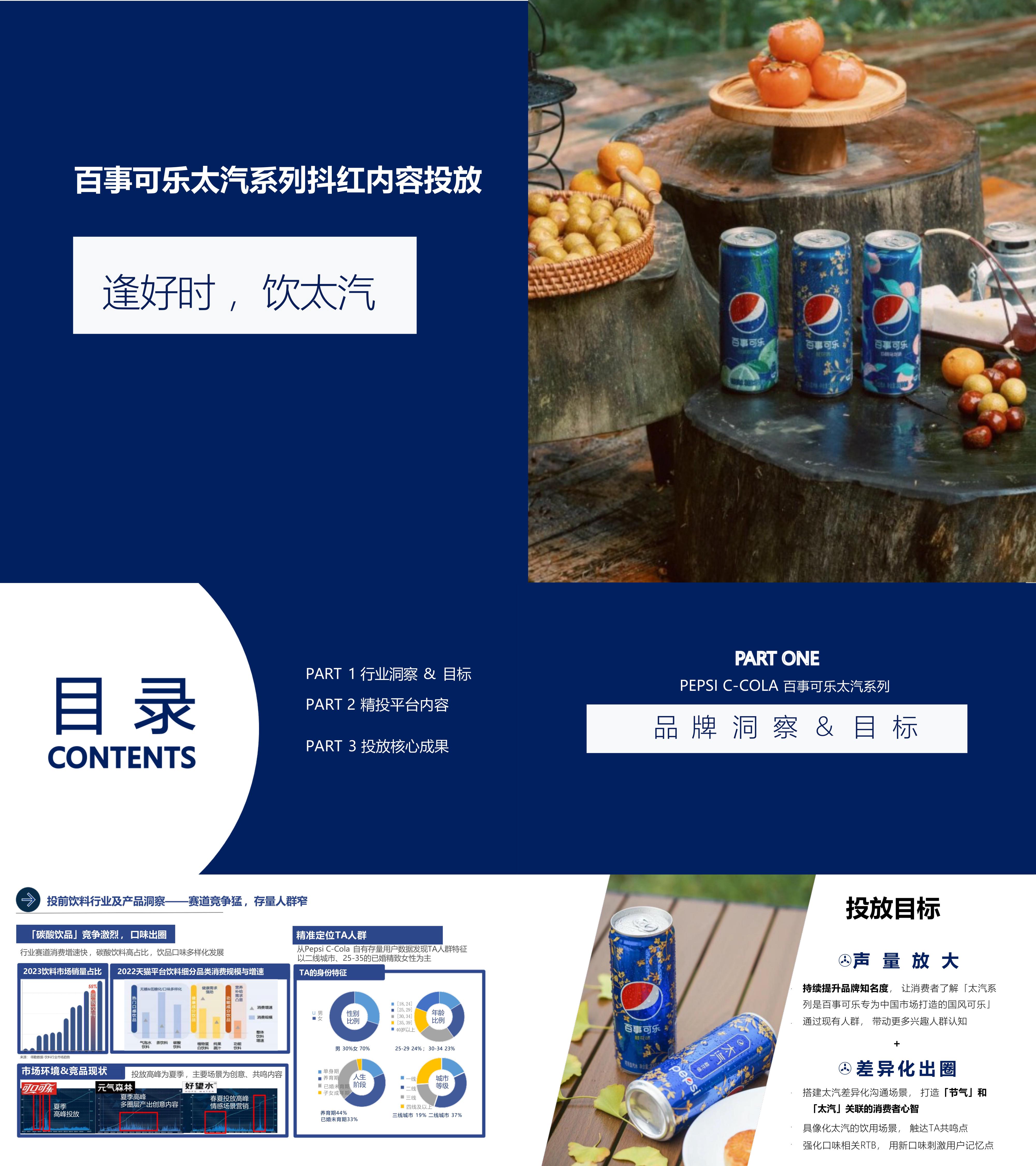 快消汽水饮料百事可乐太汽抖音小红书内容投放方案
