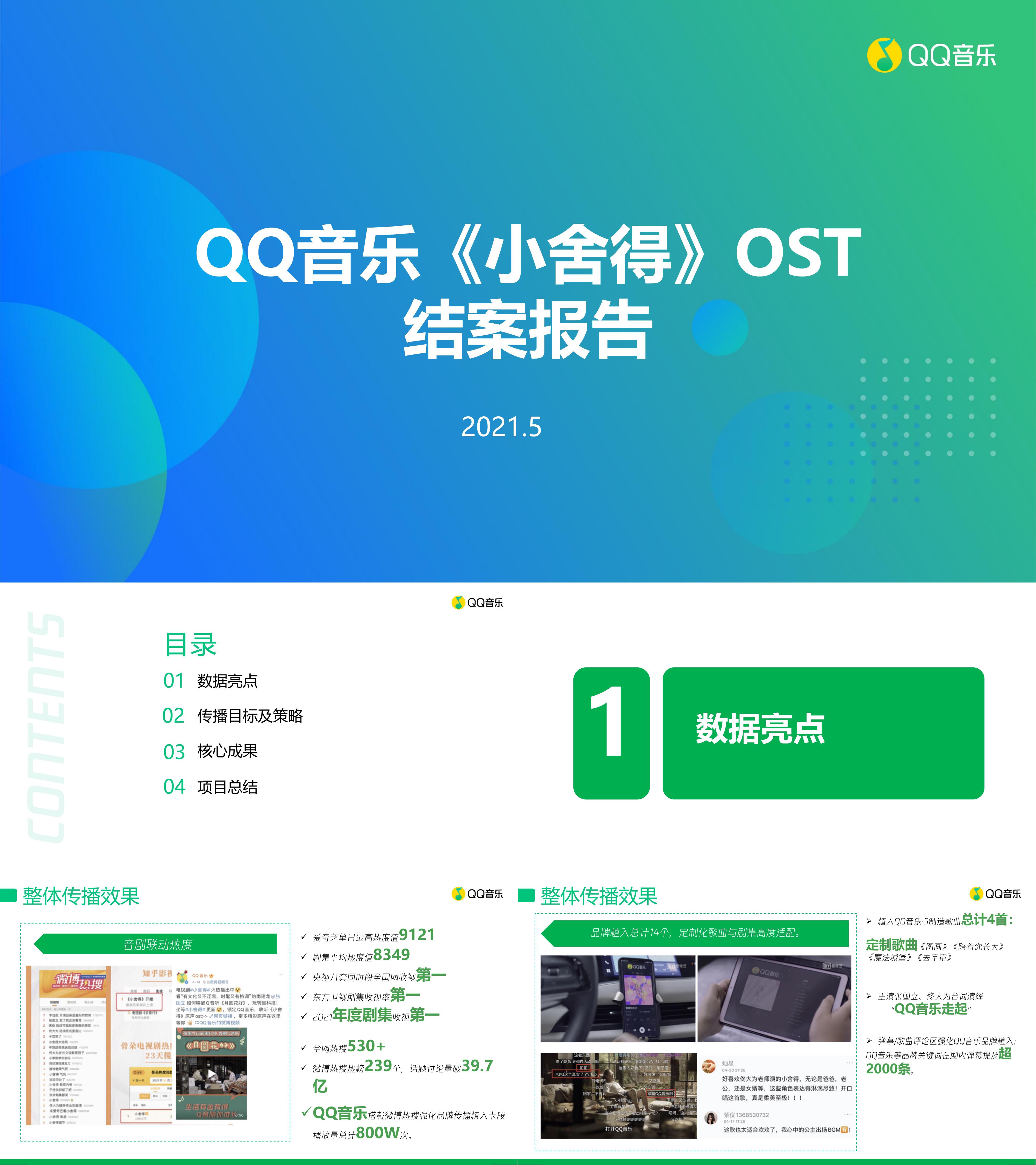 结案报告QQ音乐小舍得植入OST整合营销传播