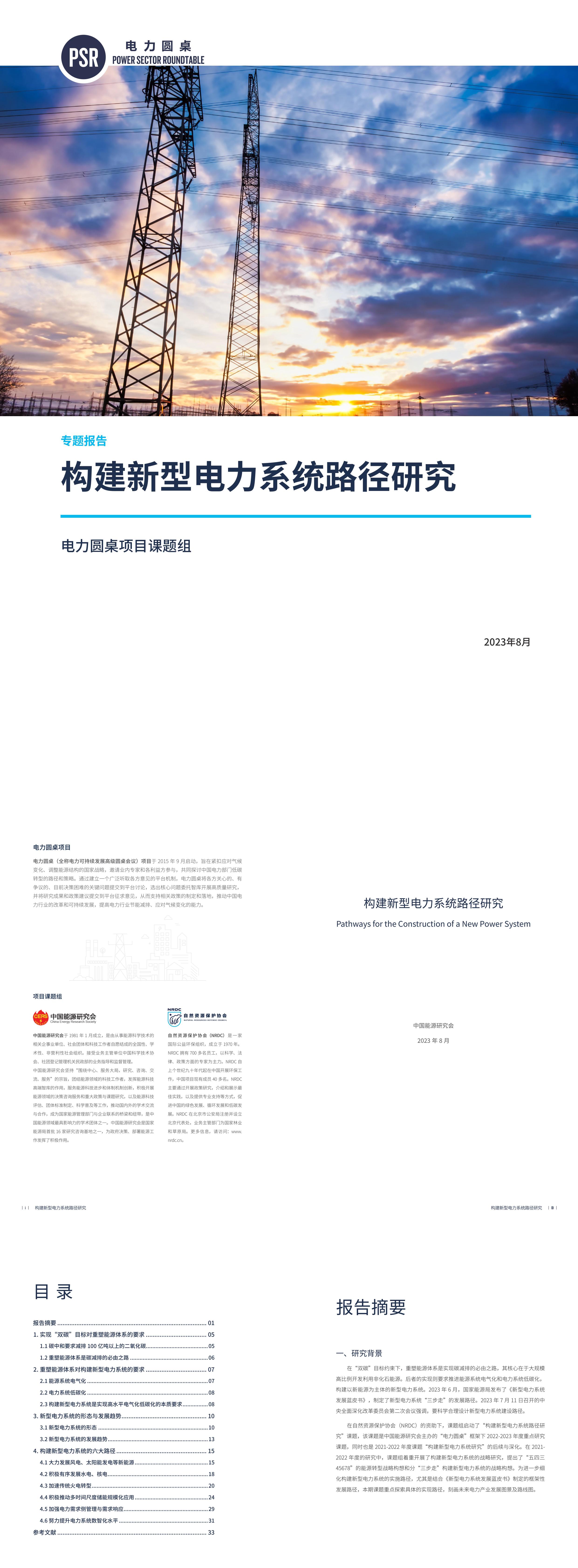 自然资源保护协会构建新型电力系统路径研究报告