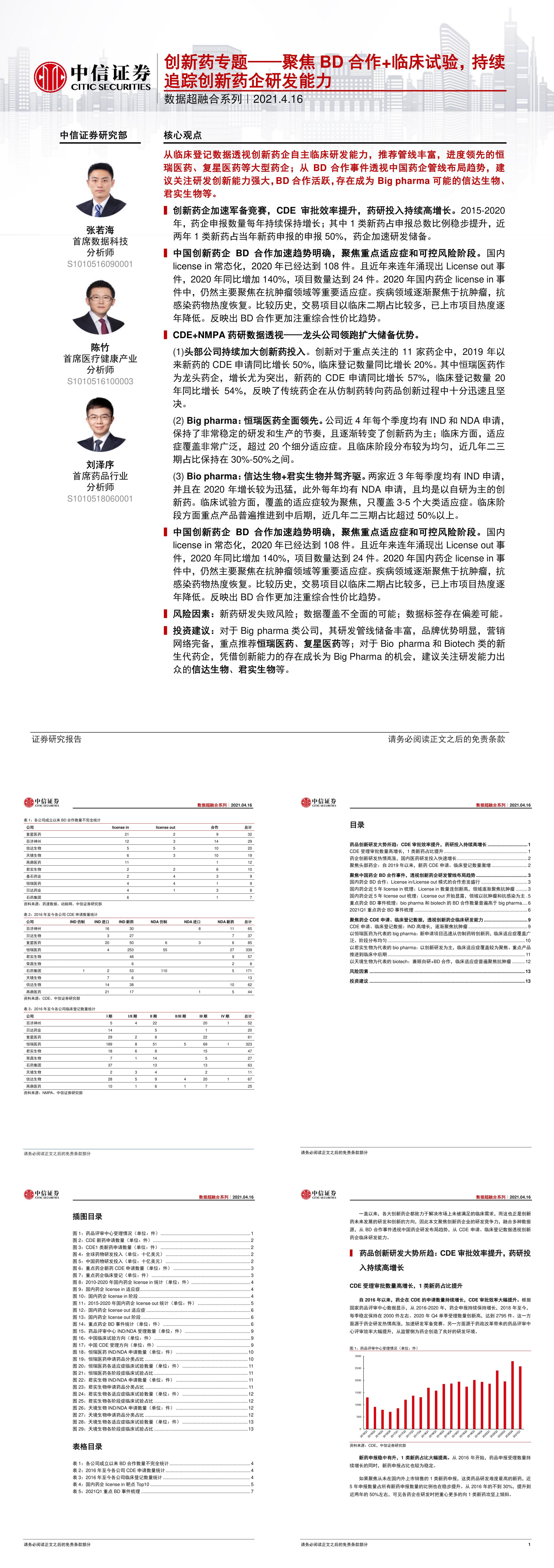 医药生物行业数据超融合系列创新药专题聚焦BD合作临床试验持续