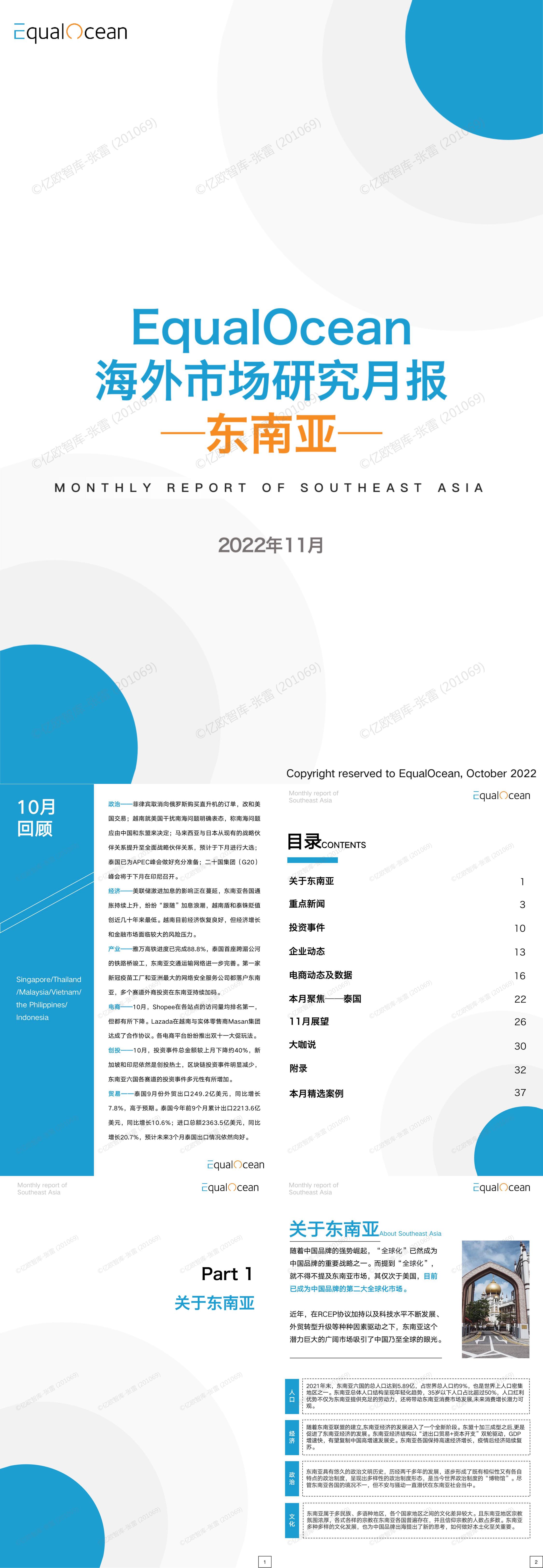 亿欧智库EqualOcean海外市场研究月报东南亚报告