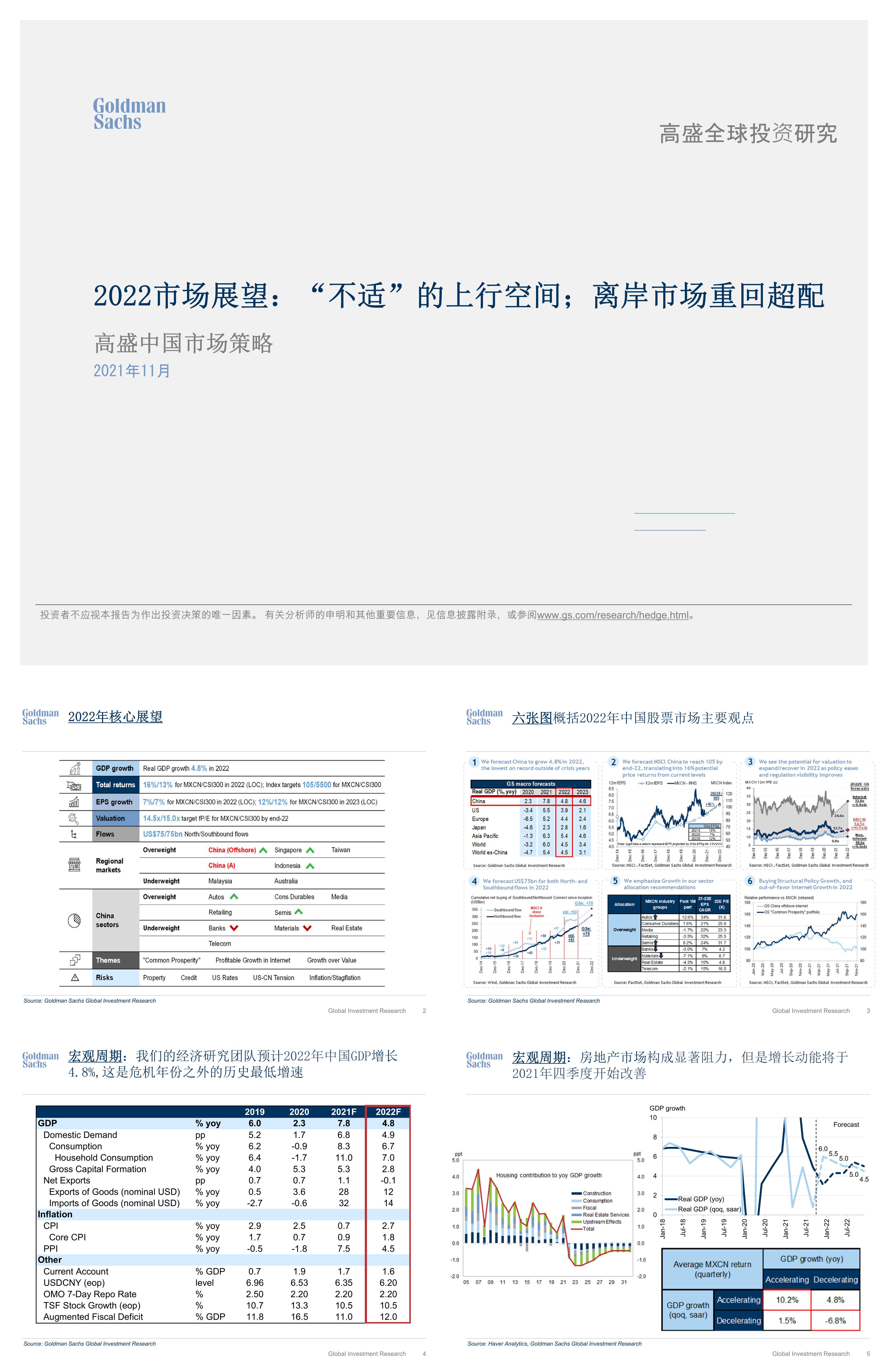 高盛中国市场策略市场展望不适的上行空间离岸市场重回超配