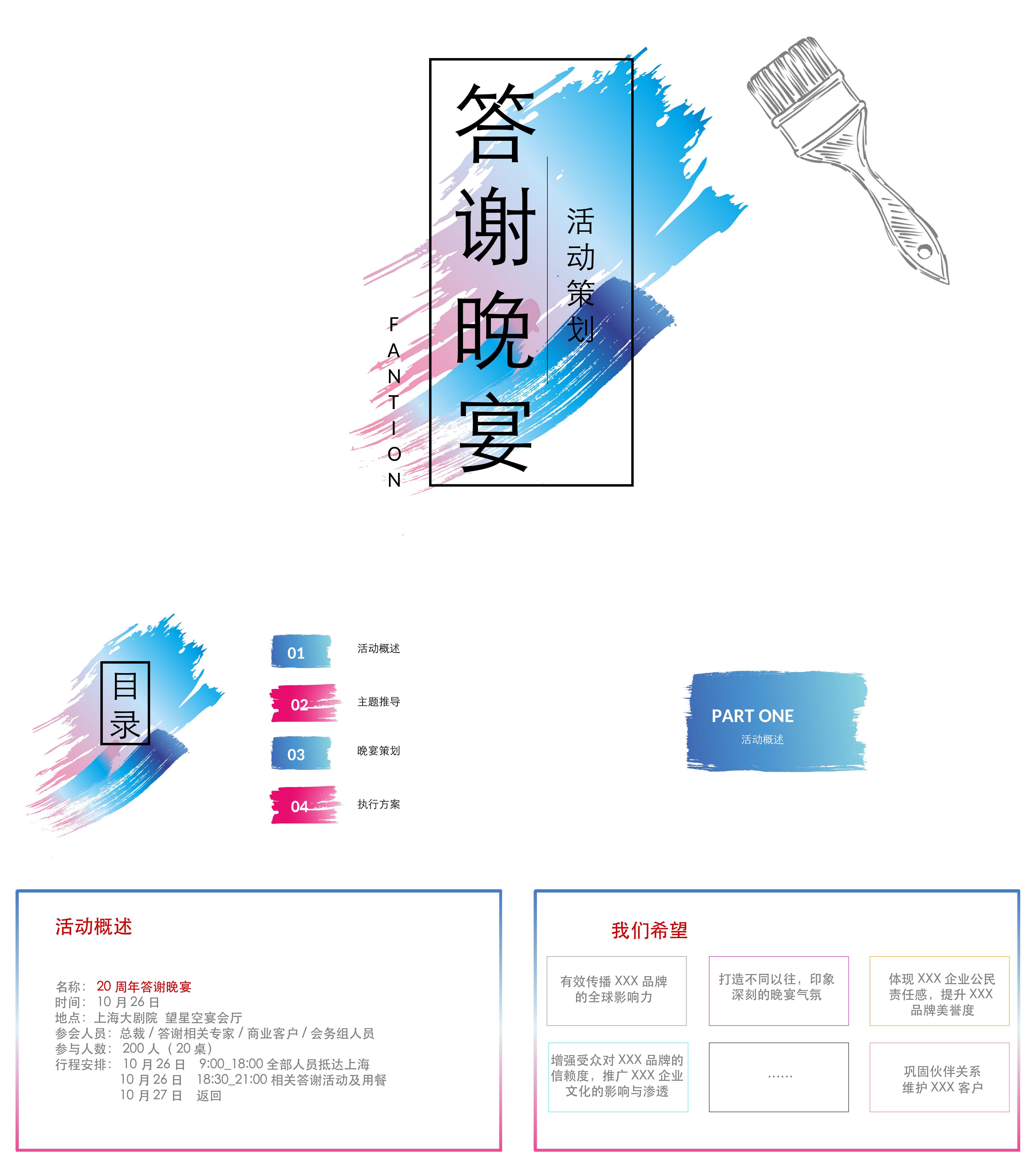 医药周年庆典答谢会宴会晚会文艺风简约风剧影院策划50100W