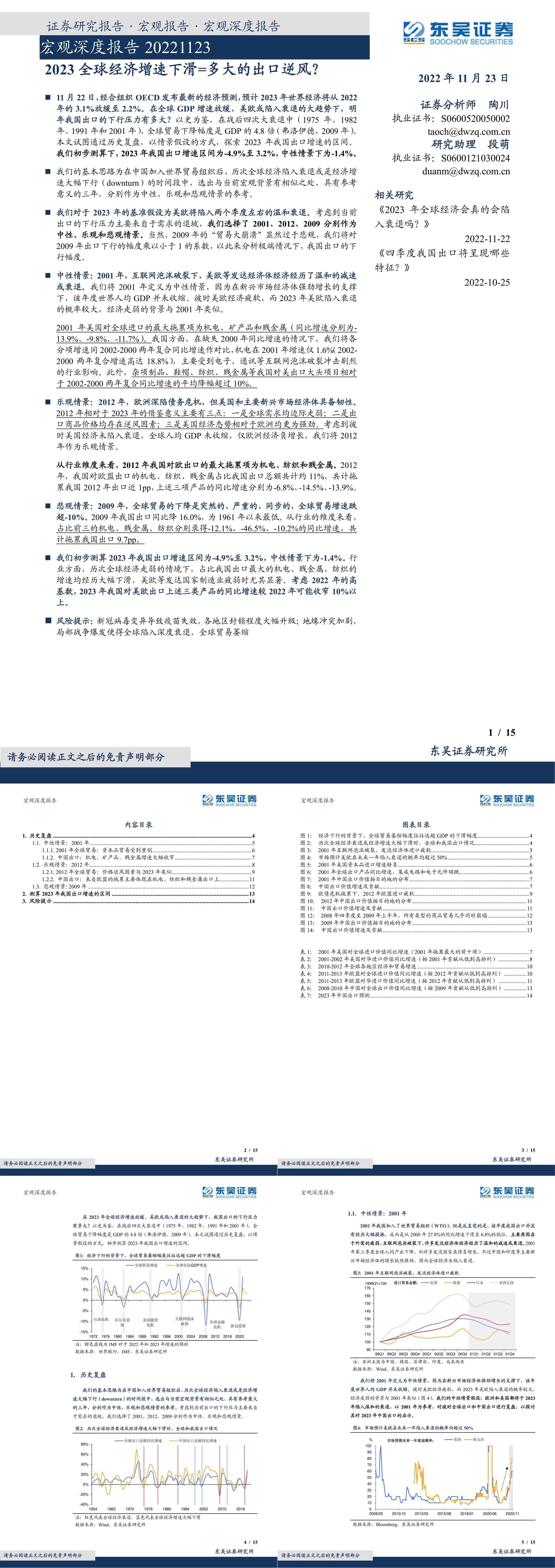 宏观深度报告2023全球经济增速下滑多大的出口逆风东吴证券