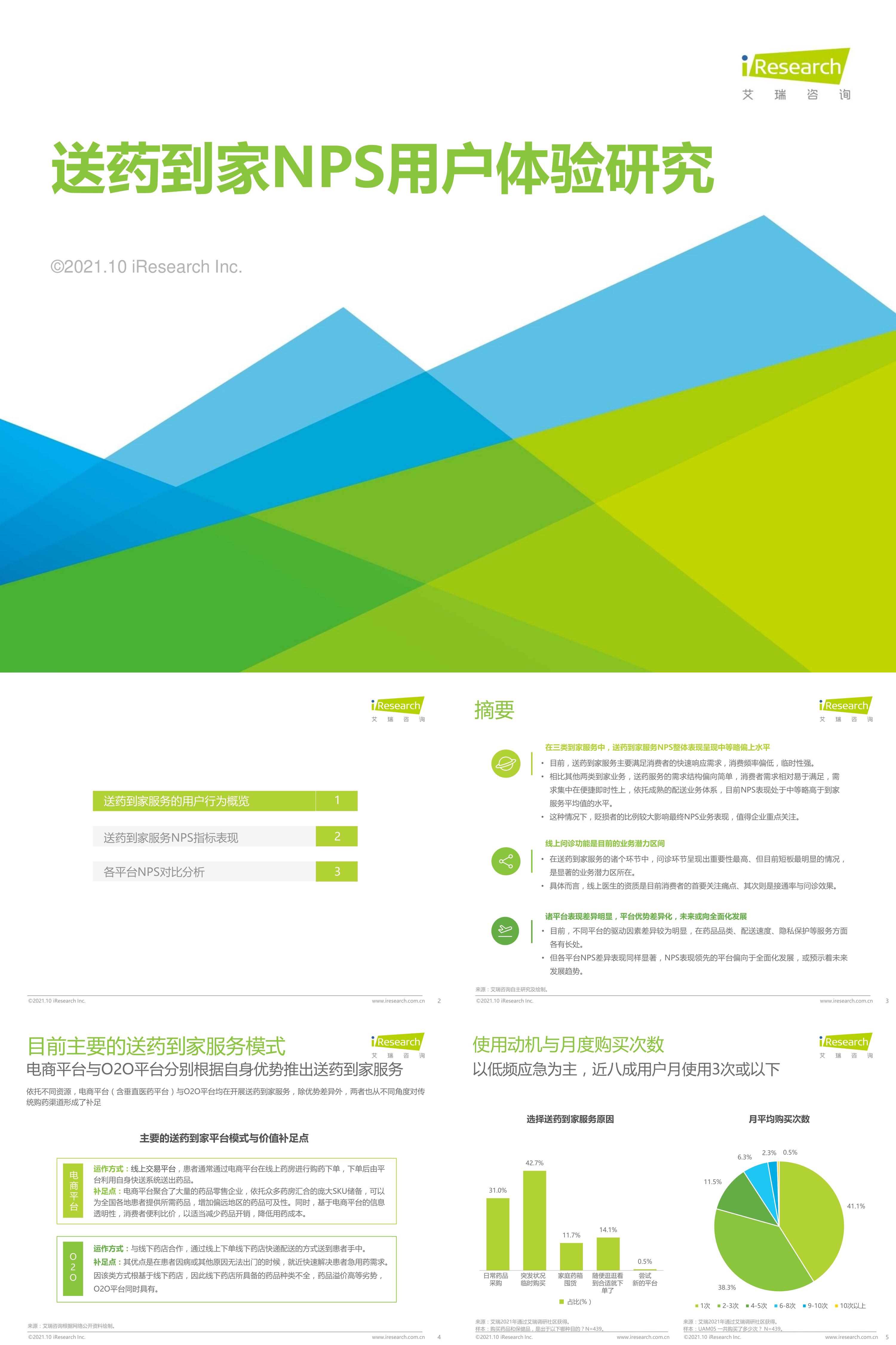 艾瑞咨询2021年送药到家NPS用户体验研究报告