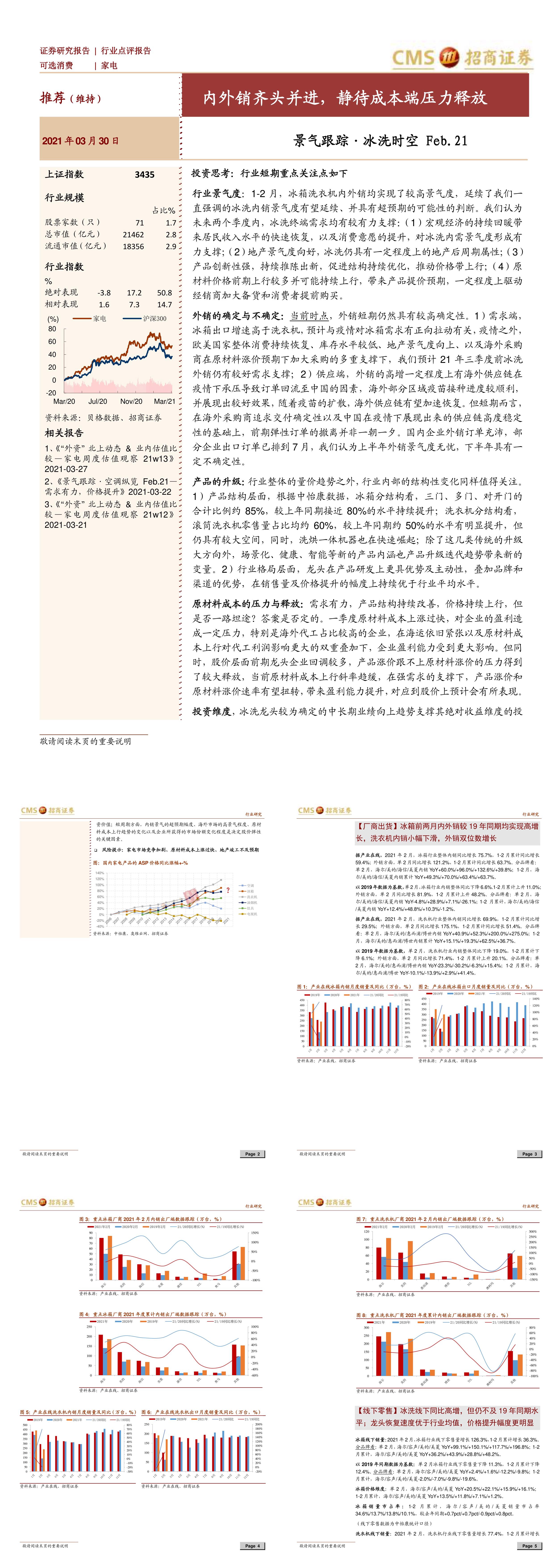 家电行业景气跟踪冰洗时空Feb21内外销齐头并进静待成本