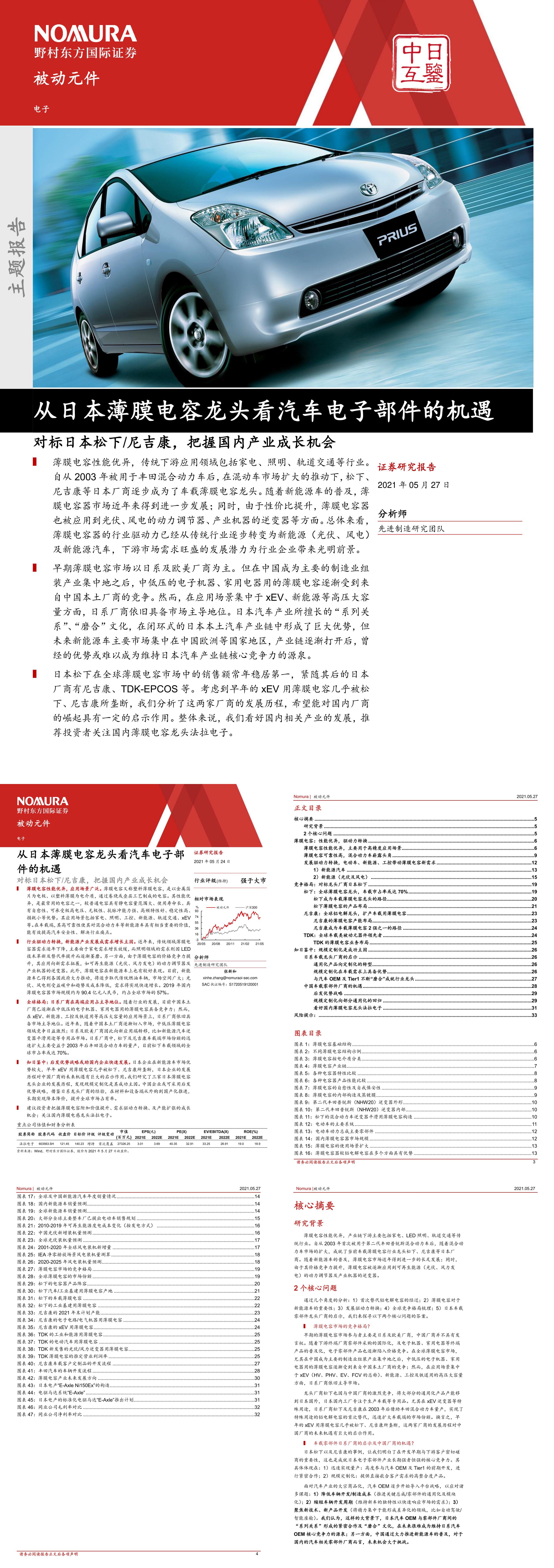 电子行业从日本薄膜电容龙头看汽车电子部件的机遇野村东方国际